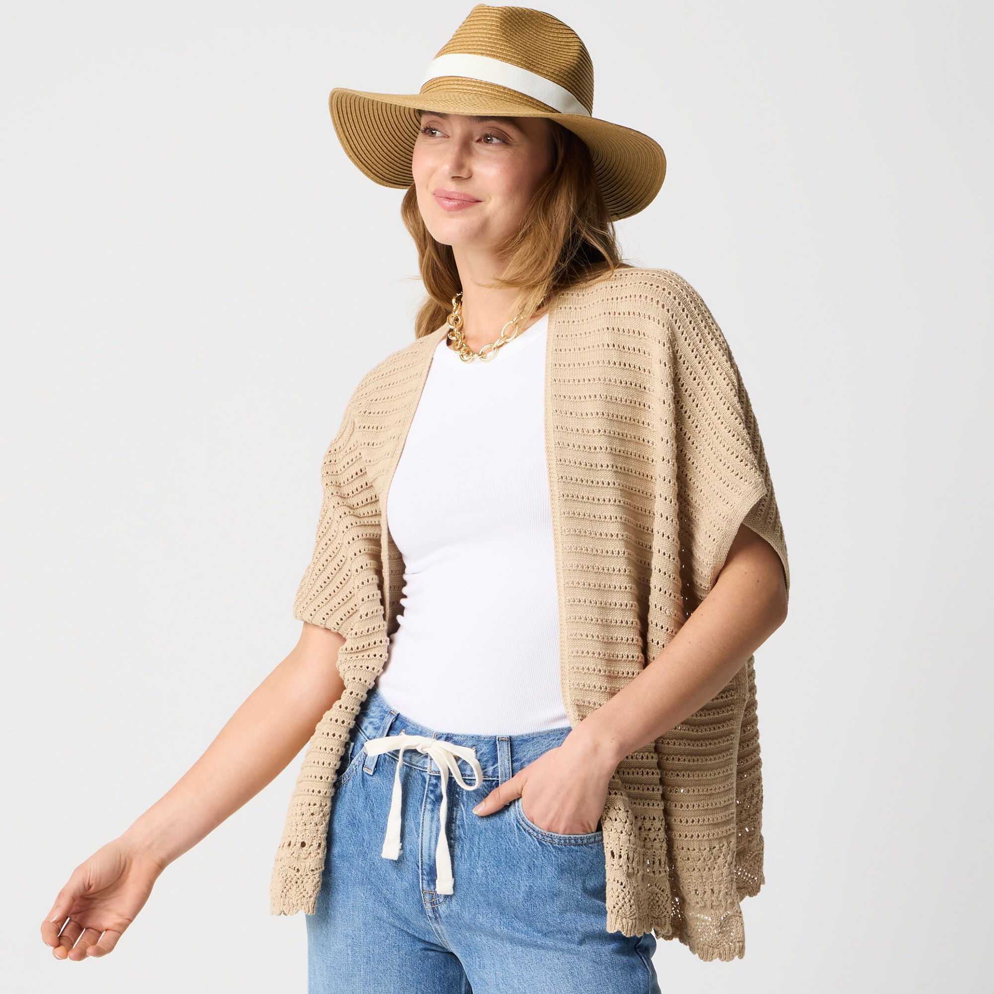 womens Pointelle open-front wrap