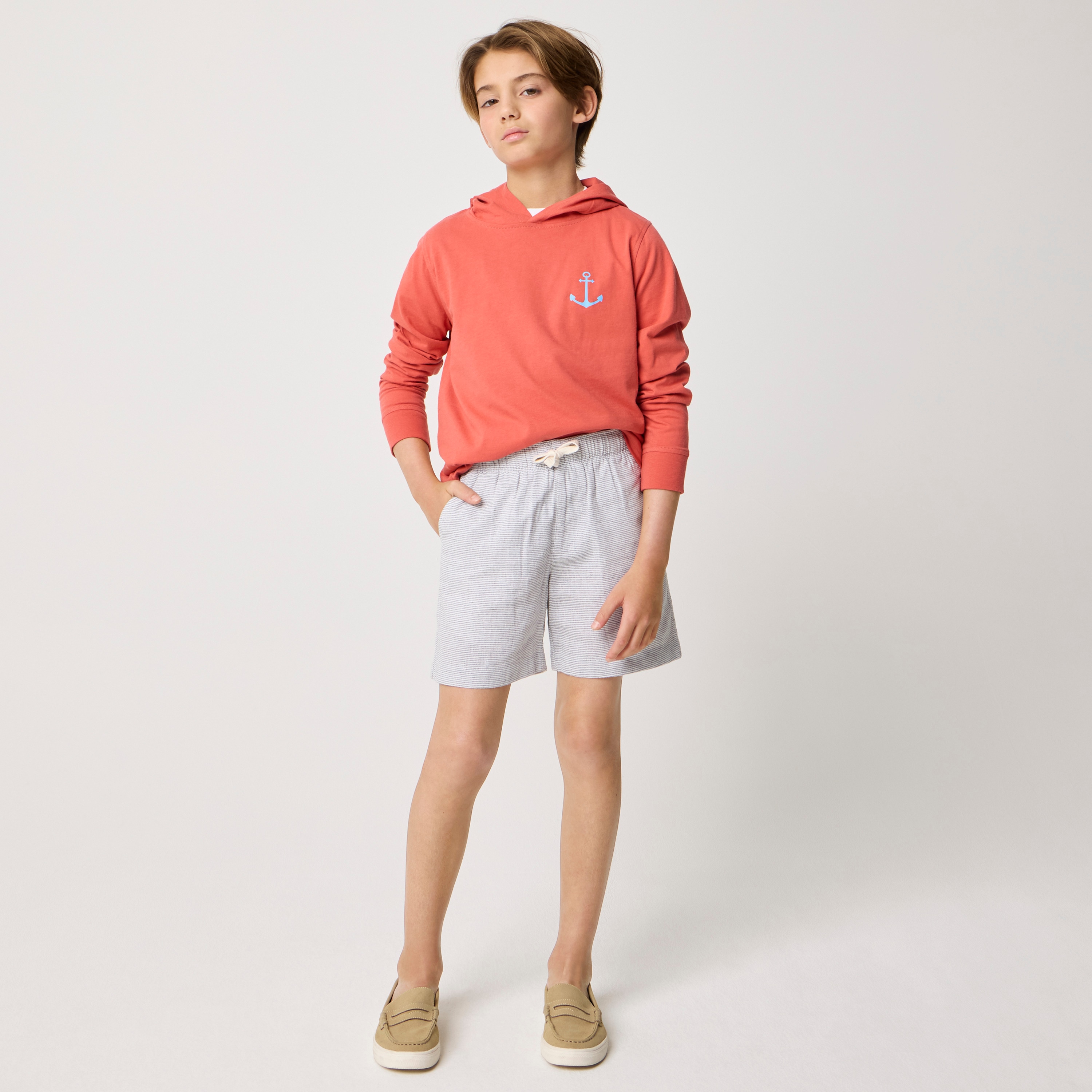 Boys' linen-blend drawstring dock short
