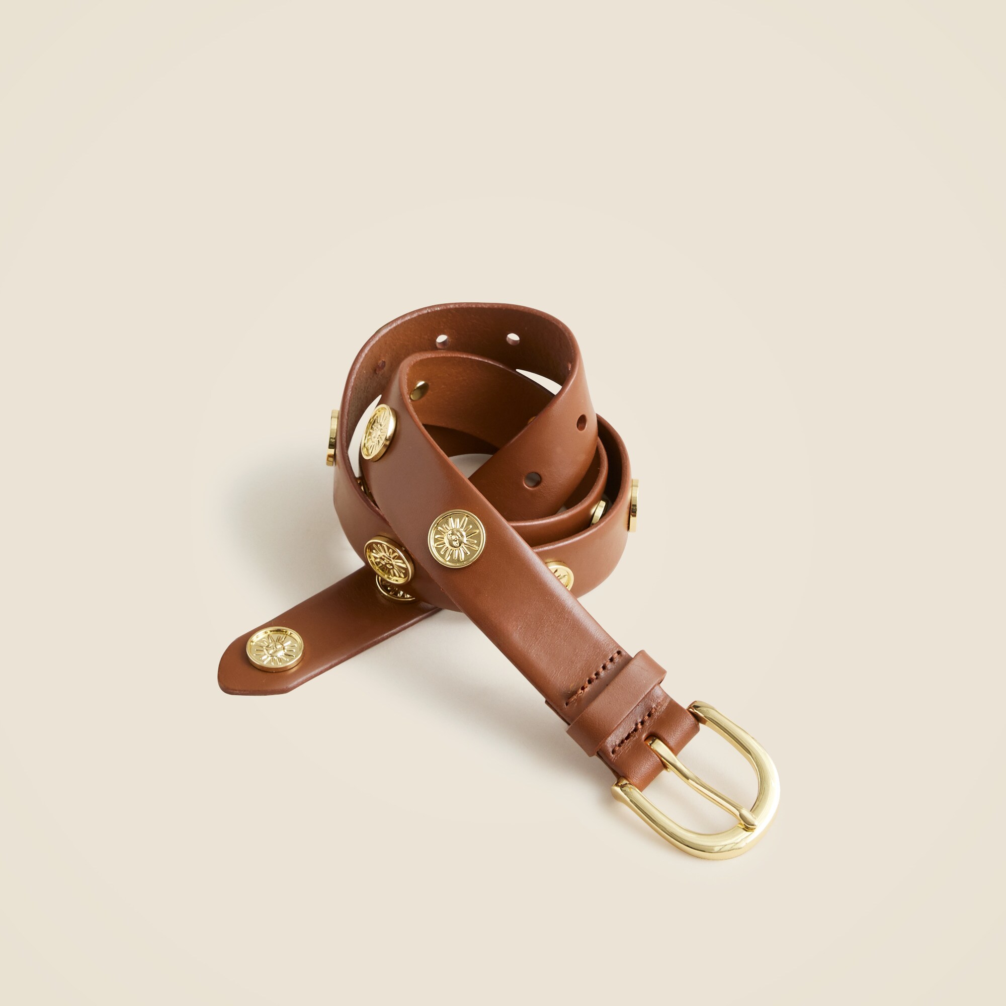 Classic belt in leather with gold coins
