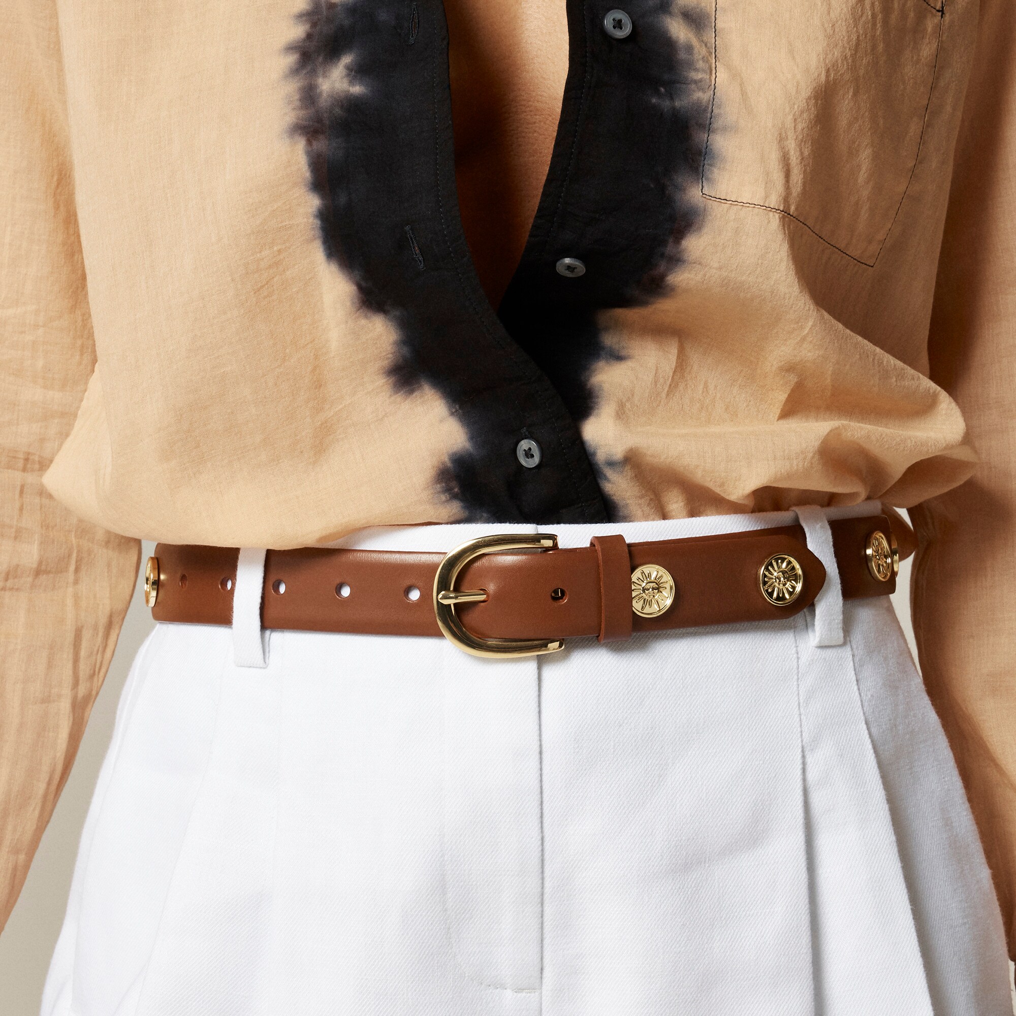  Classic belt in leather with gold coins