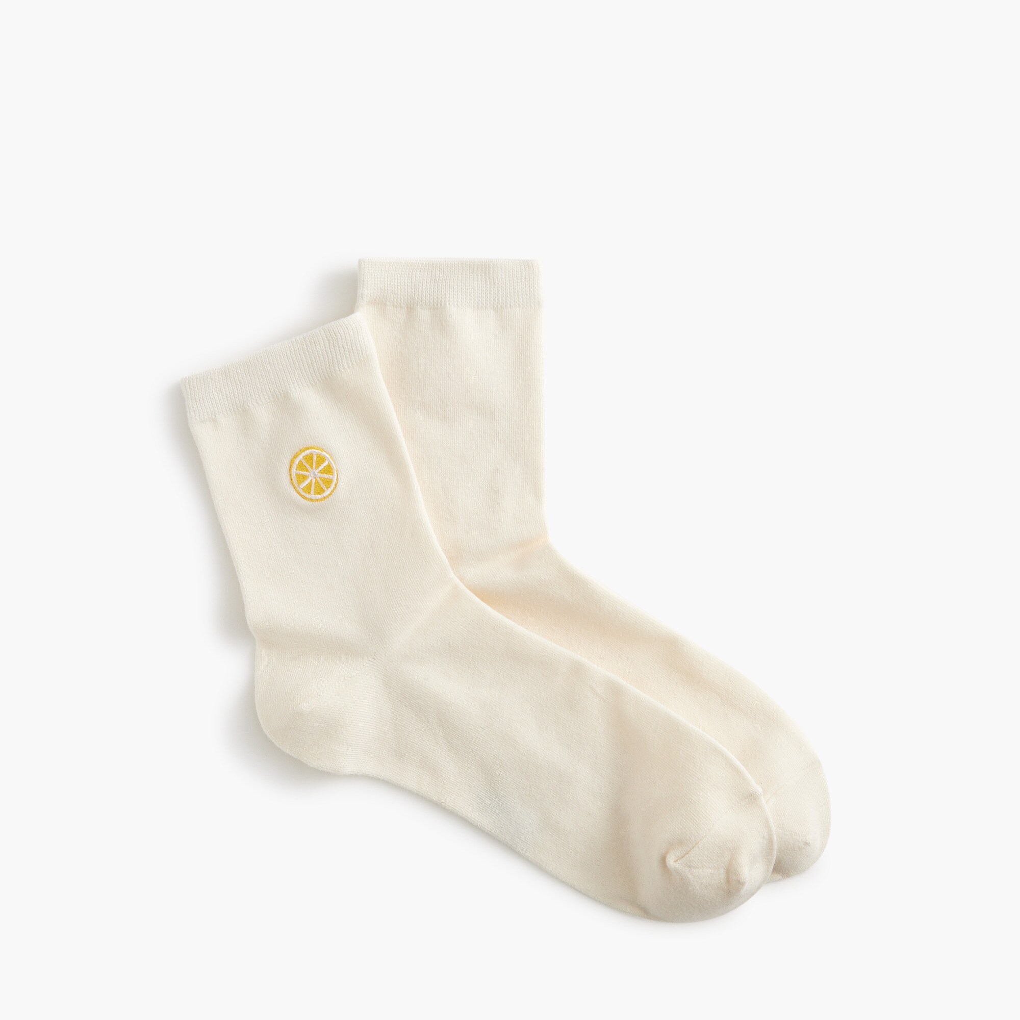 Embroidered lemon crew socks