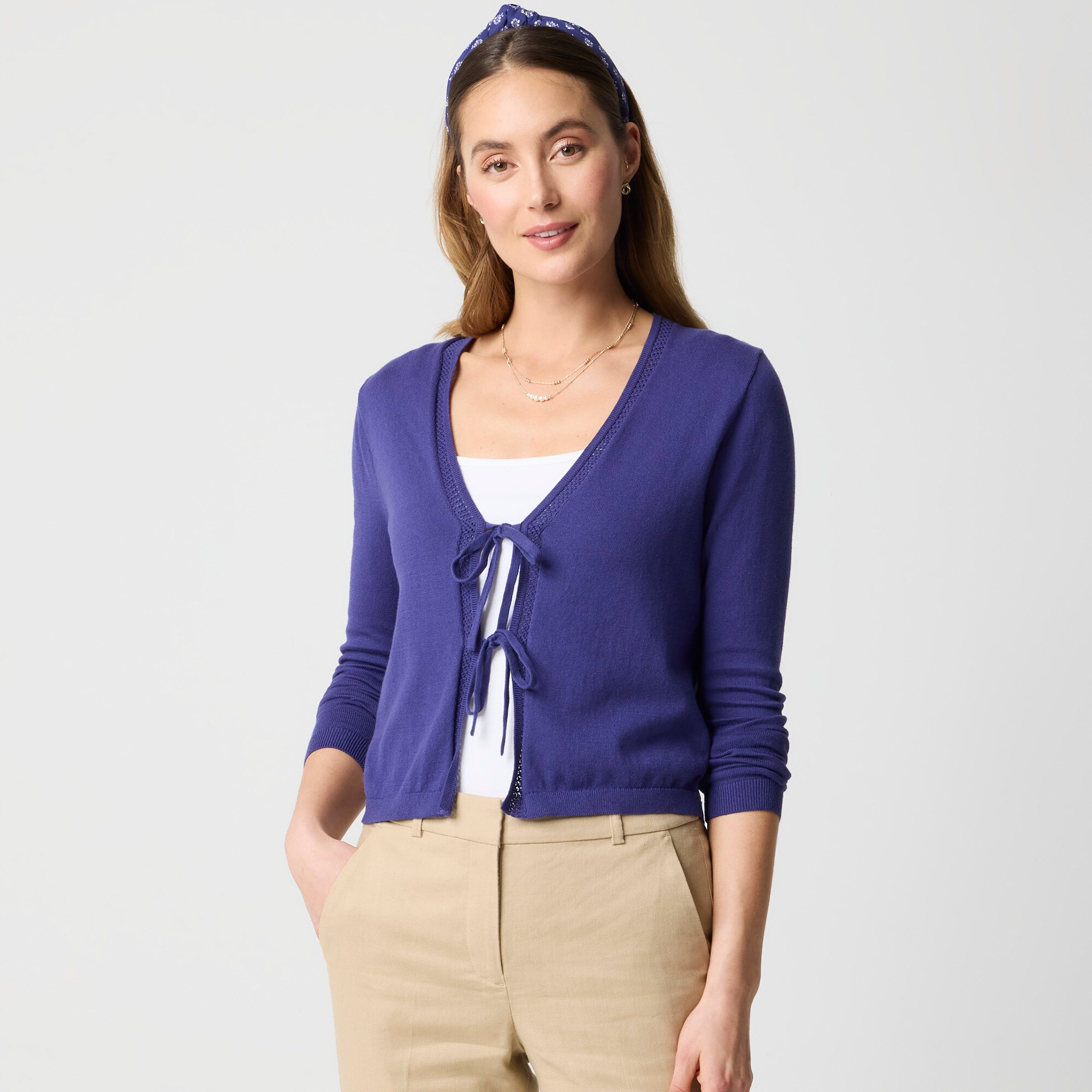 womens Tie-front cardigan sweater