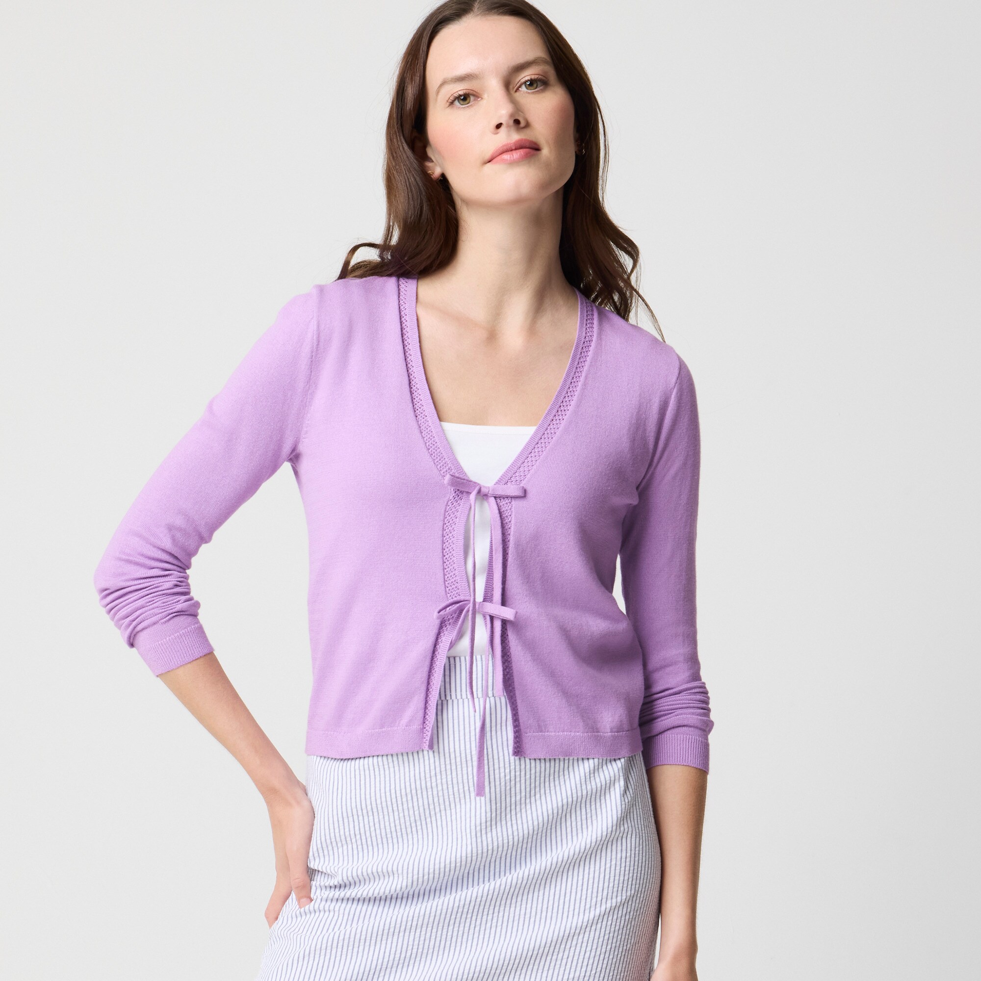 factory: tie-front cardigan sweater for women