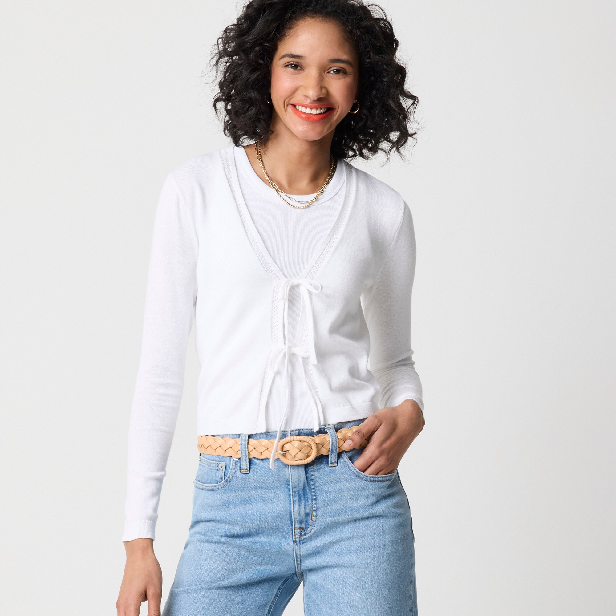 womens Tie-front cardigan sweater