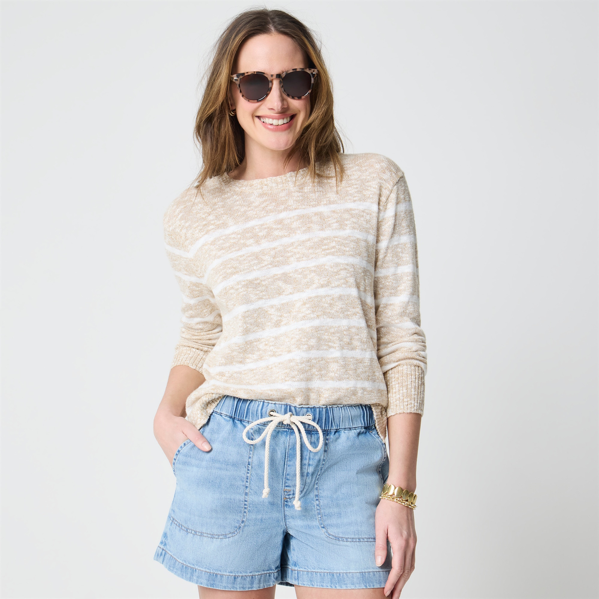 Striped crewneck beach sweater