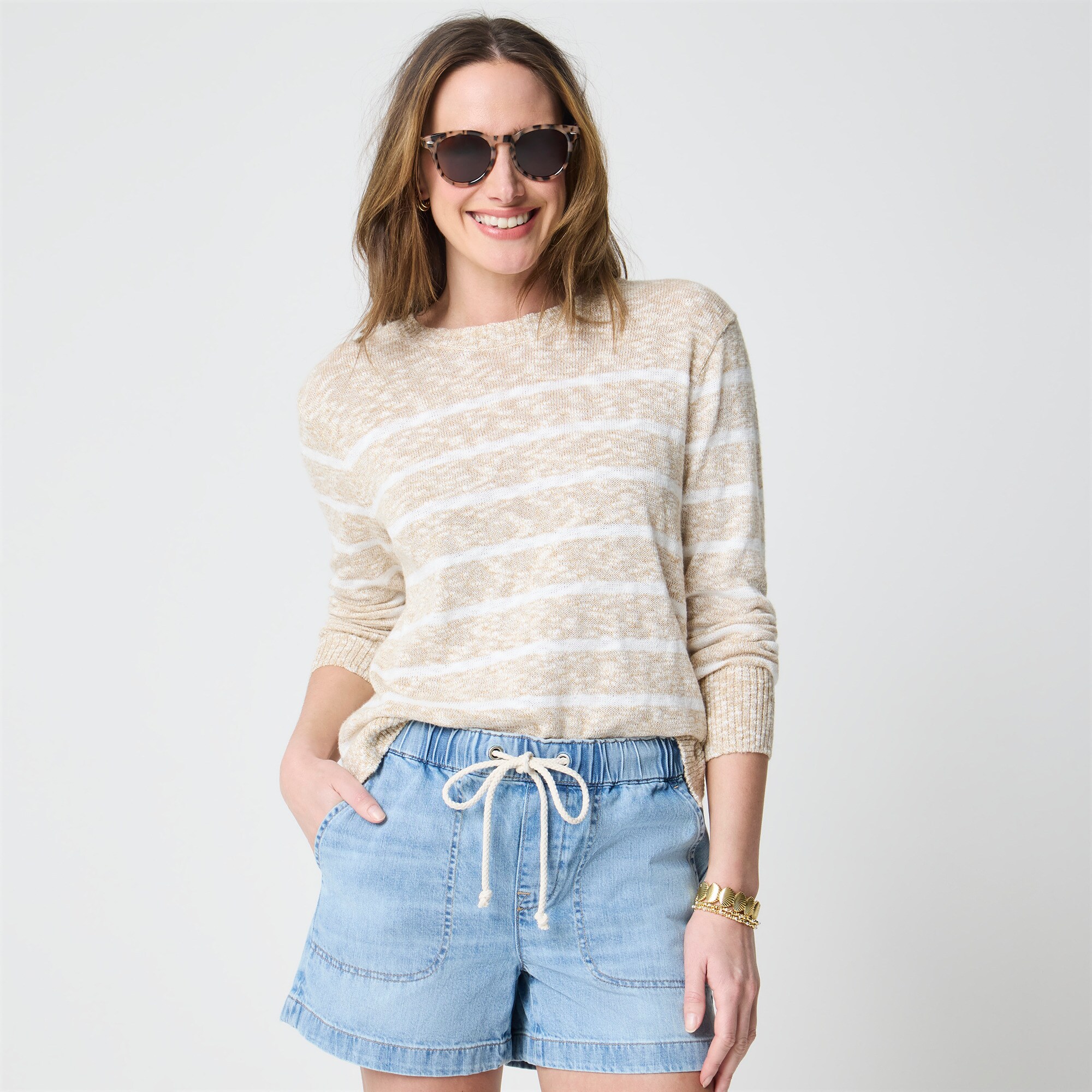 Striped crewneck beach sweater