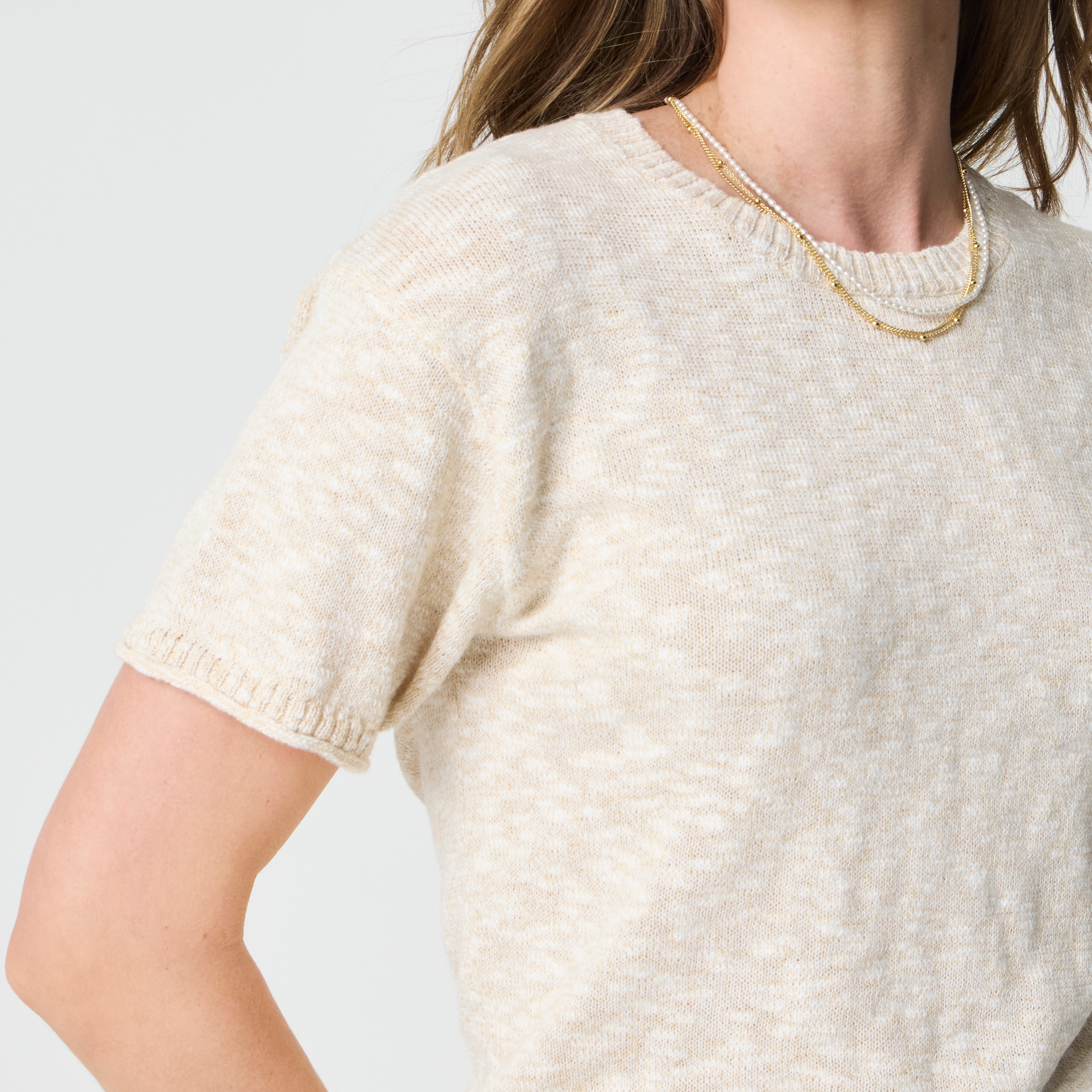 Short-sleeve relaxed beach sweater