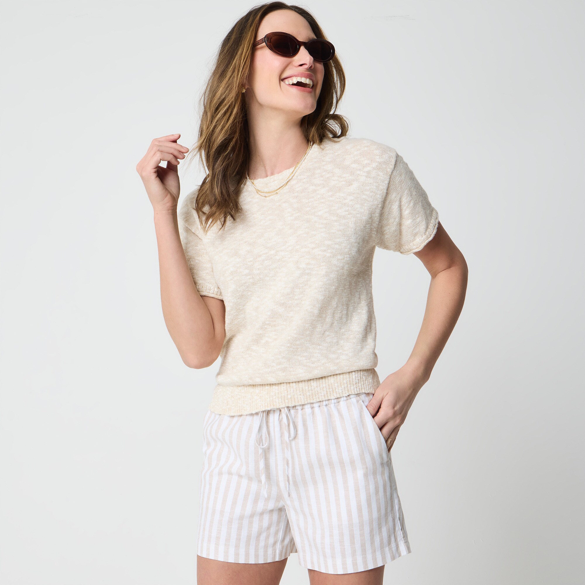 Short-sleeve relaxed beach sweater