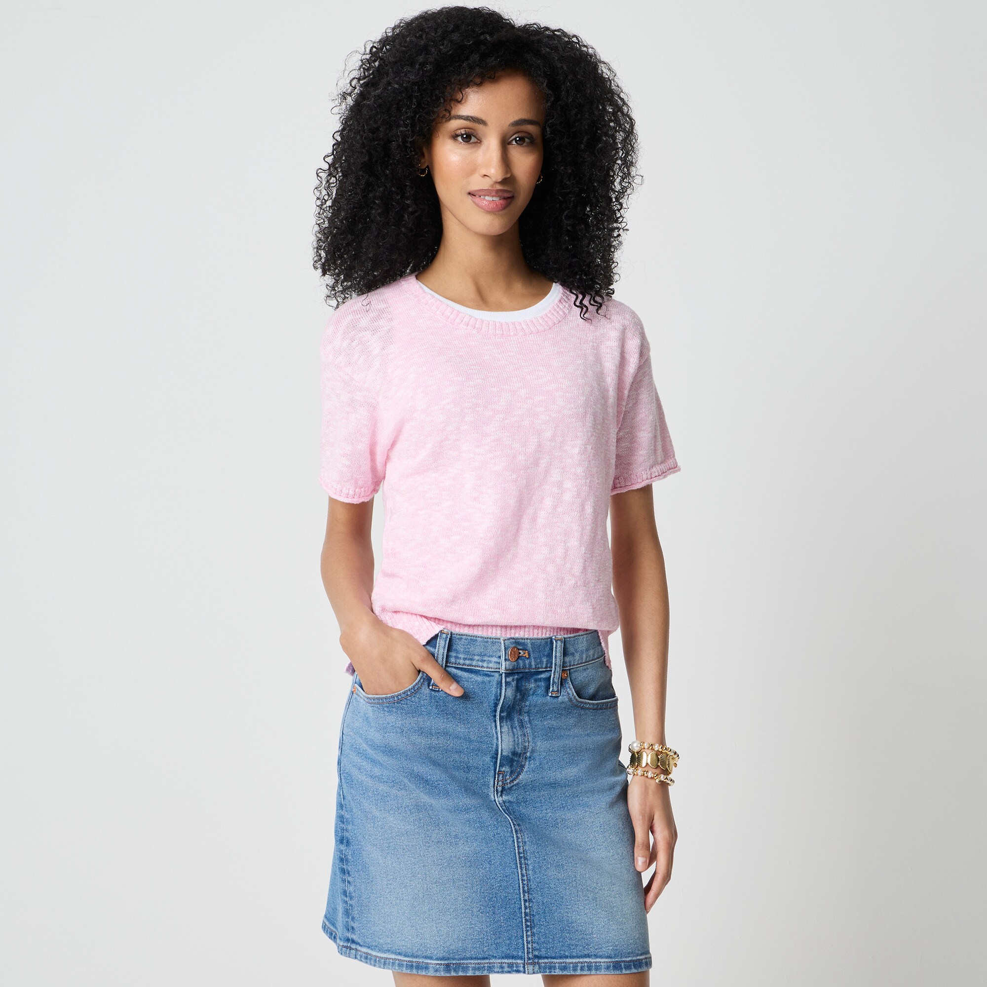 Short-sleeve relaxed beach sweater