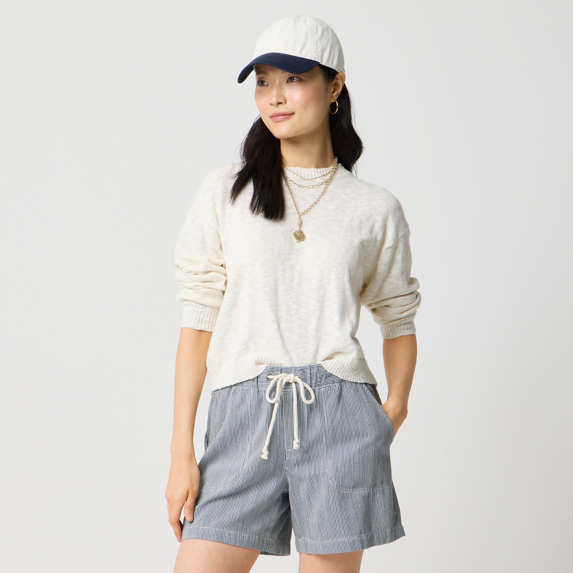 womens Oversized drop-shoulder beach sweater