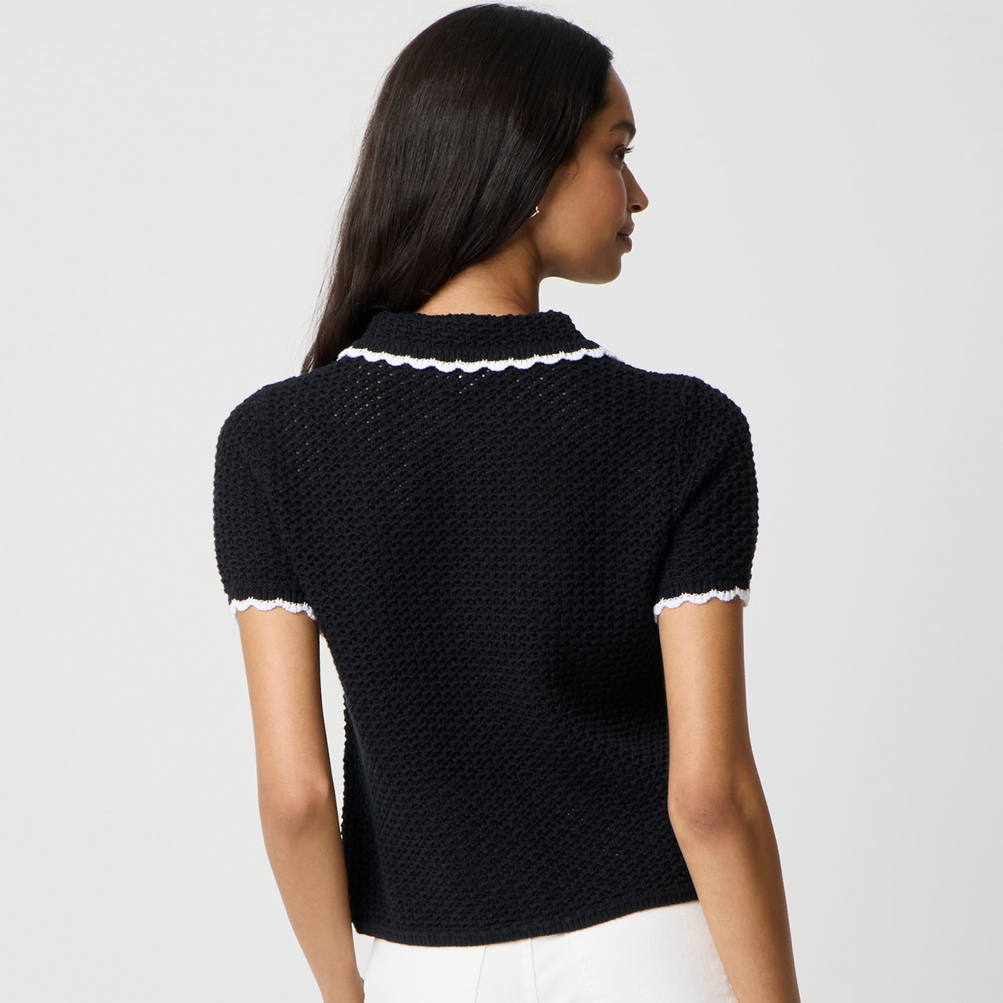 Short-sleeve crochet cardigan sweater