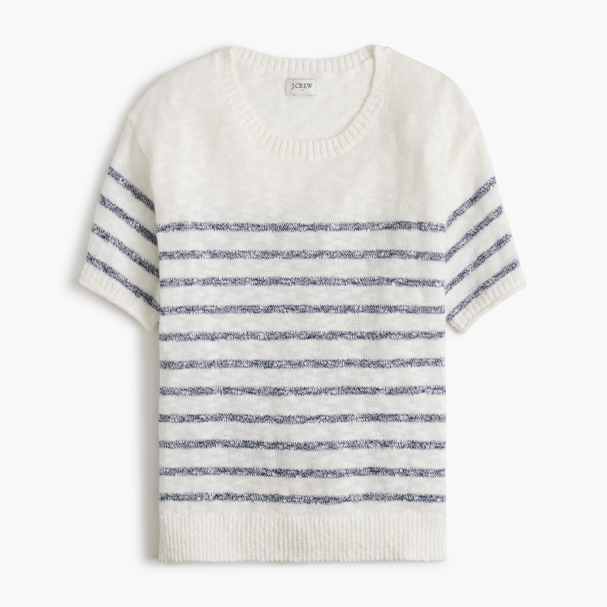 Striped short-sleeve relaxed beach sweater