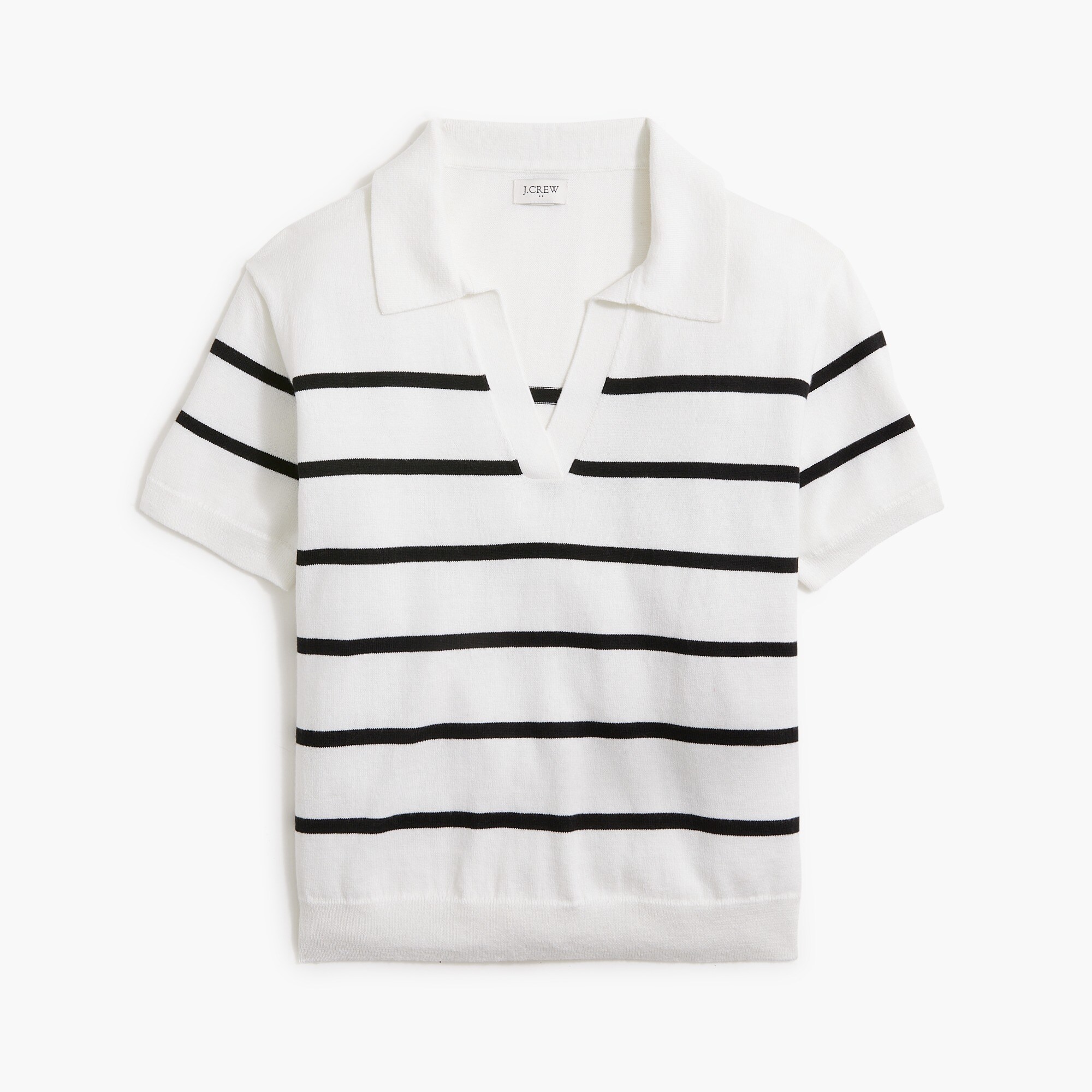 striped short-sleeve sweater-polo for women