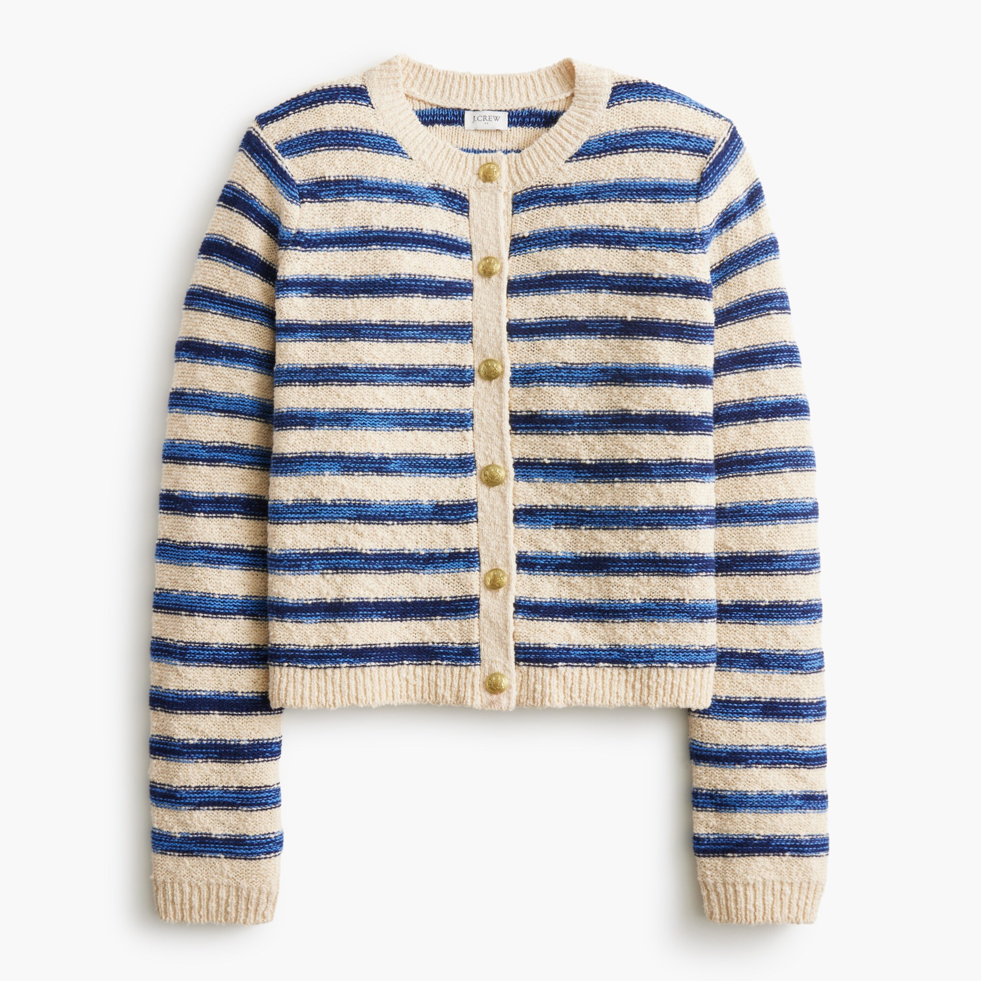 Striped slub cardigan sweater