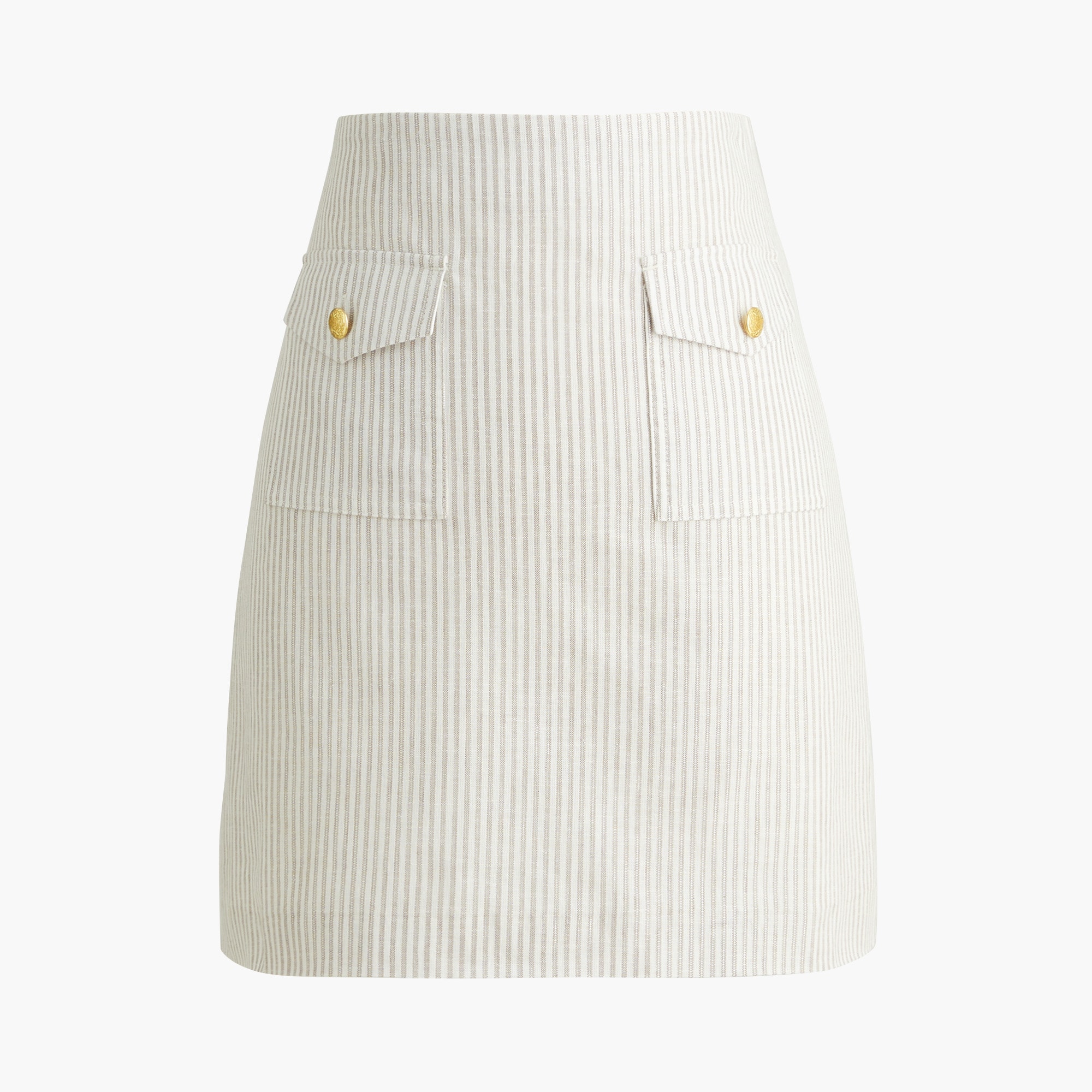 striped linen-blend patch-pocket skirt for women