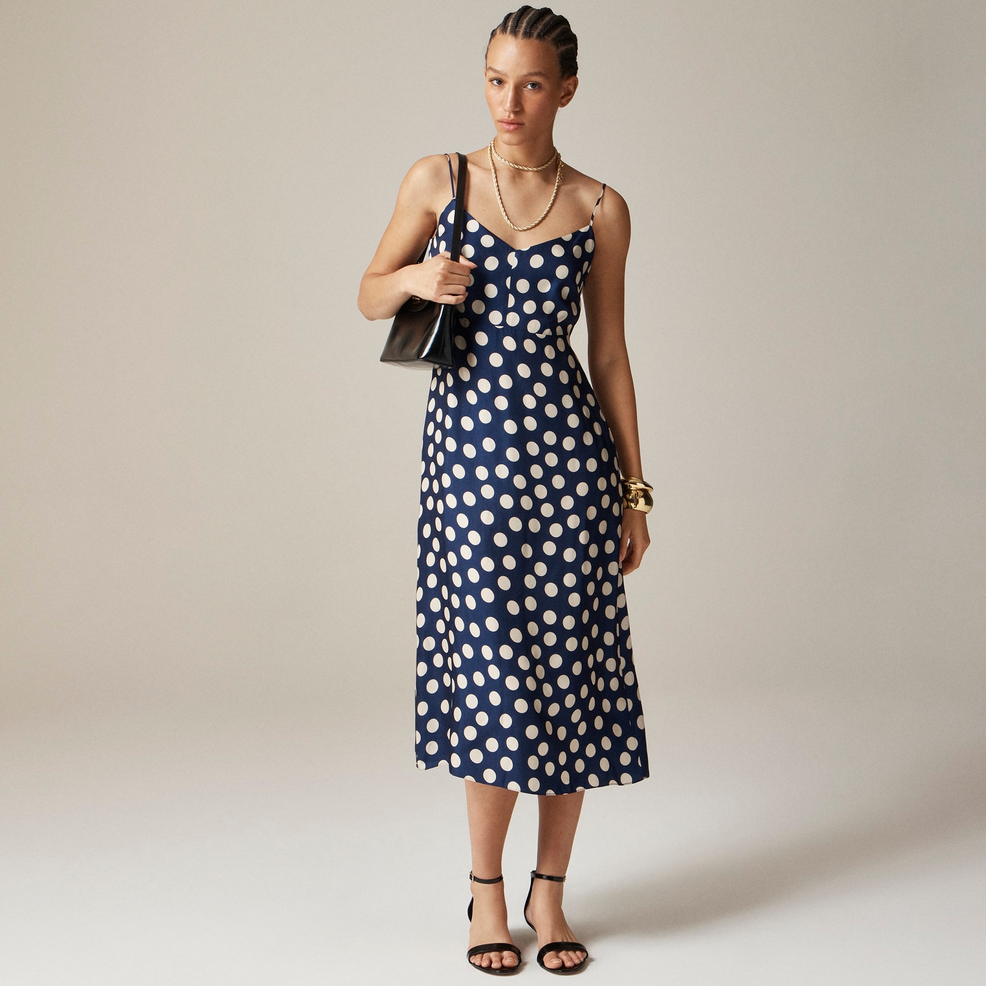 Natasha slip dress in polka-dot print