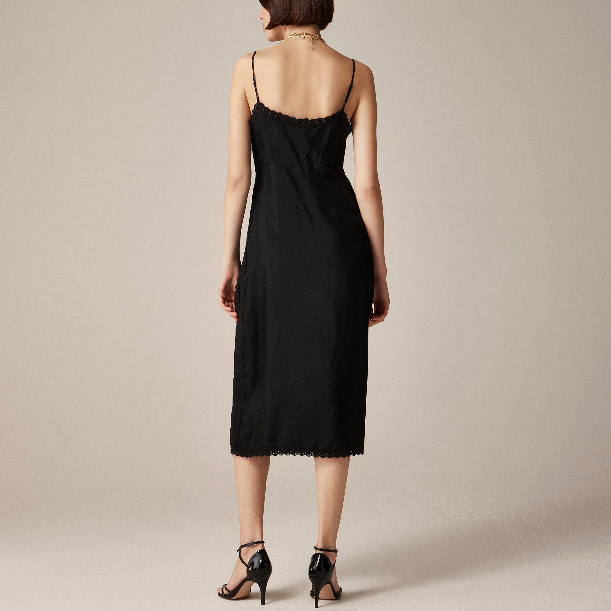 Natasha crochet-trim slip dress