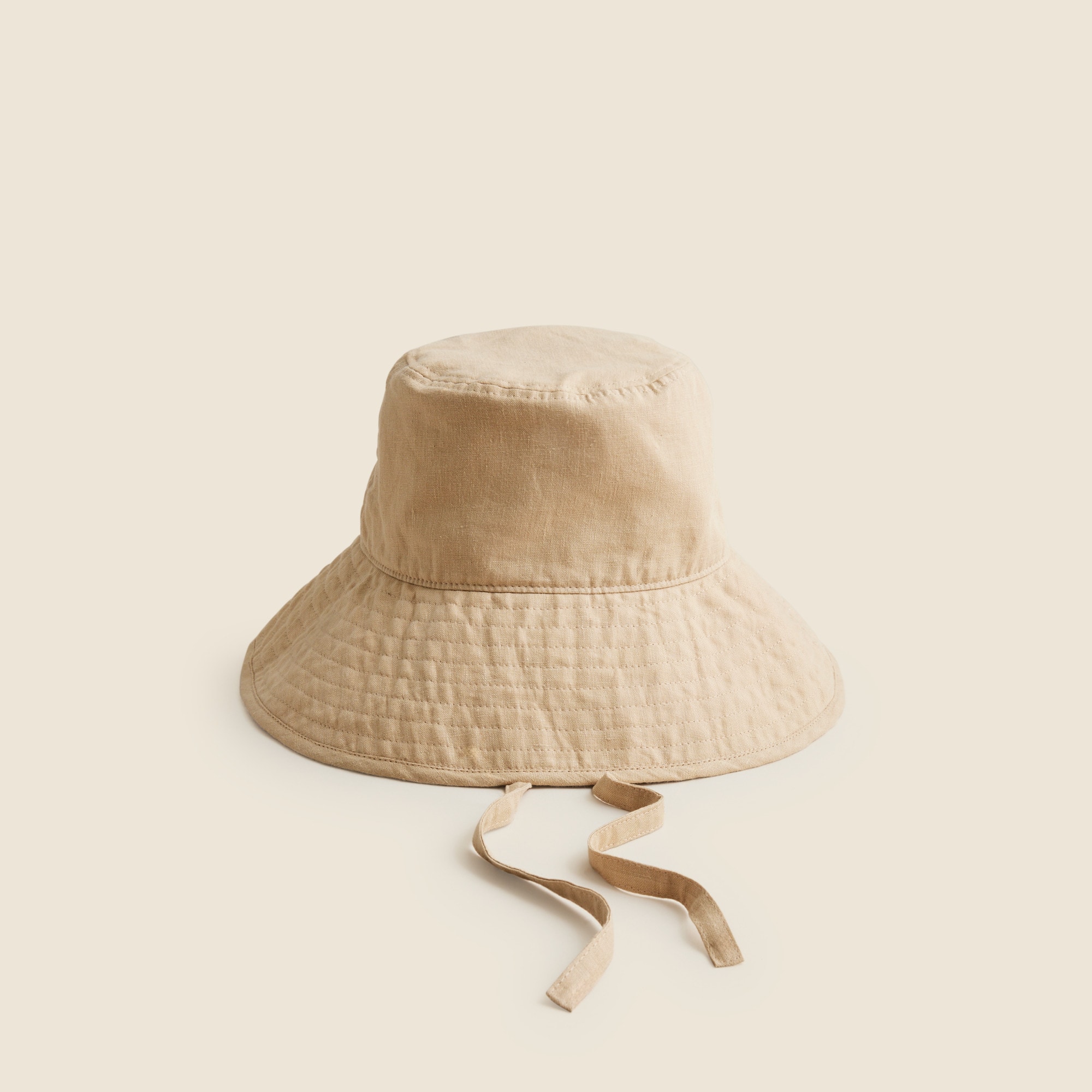 Linen bucket hat with ties