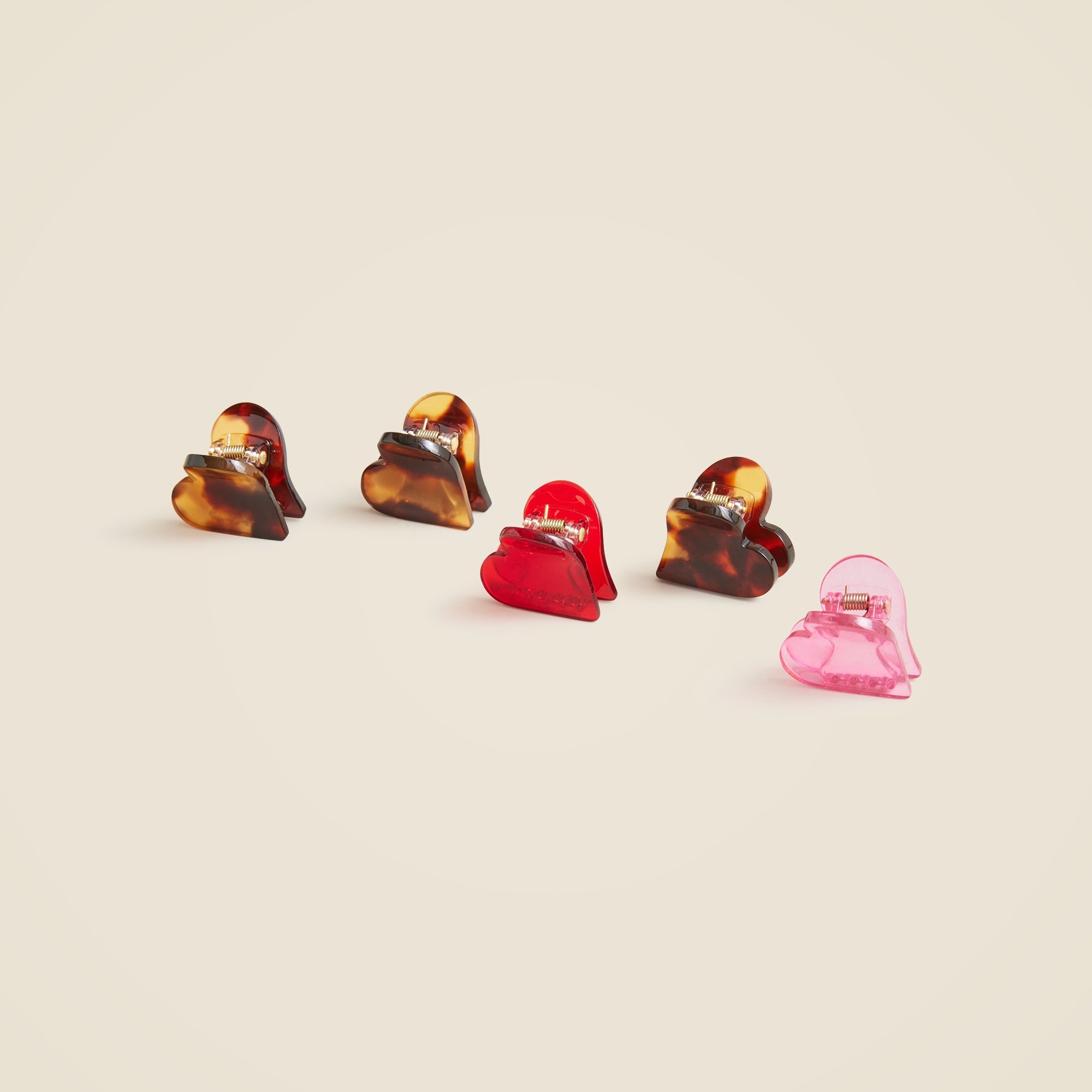 girls Girls' tortoise shell heart clips five-pack