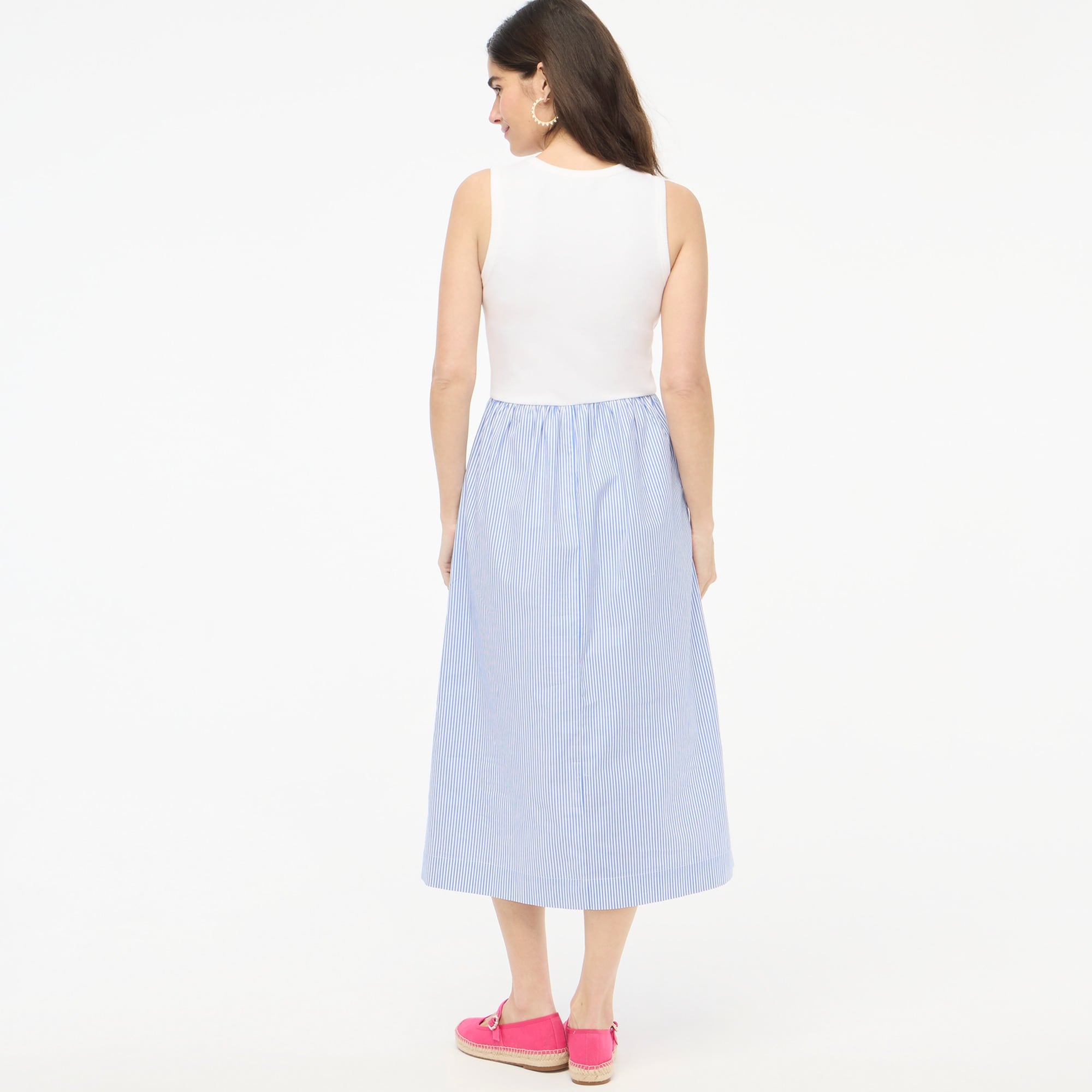 Striped ribbed-knit mixy dress