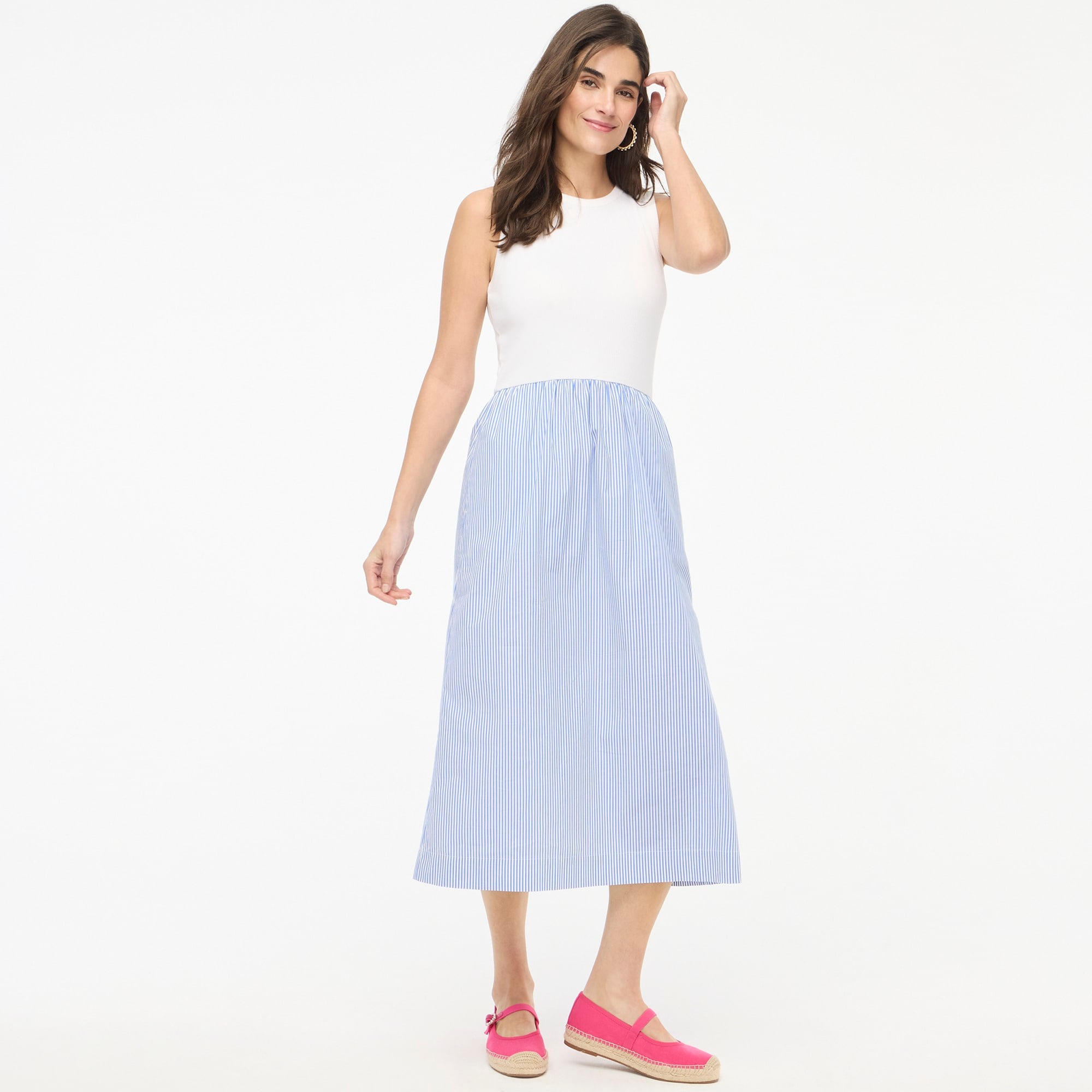 womens Striped ribbed-knit mixy dress