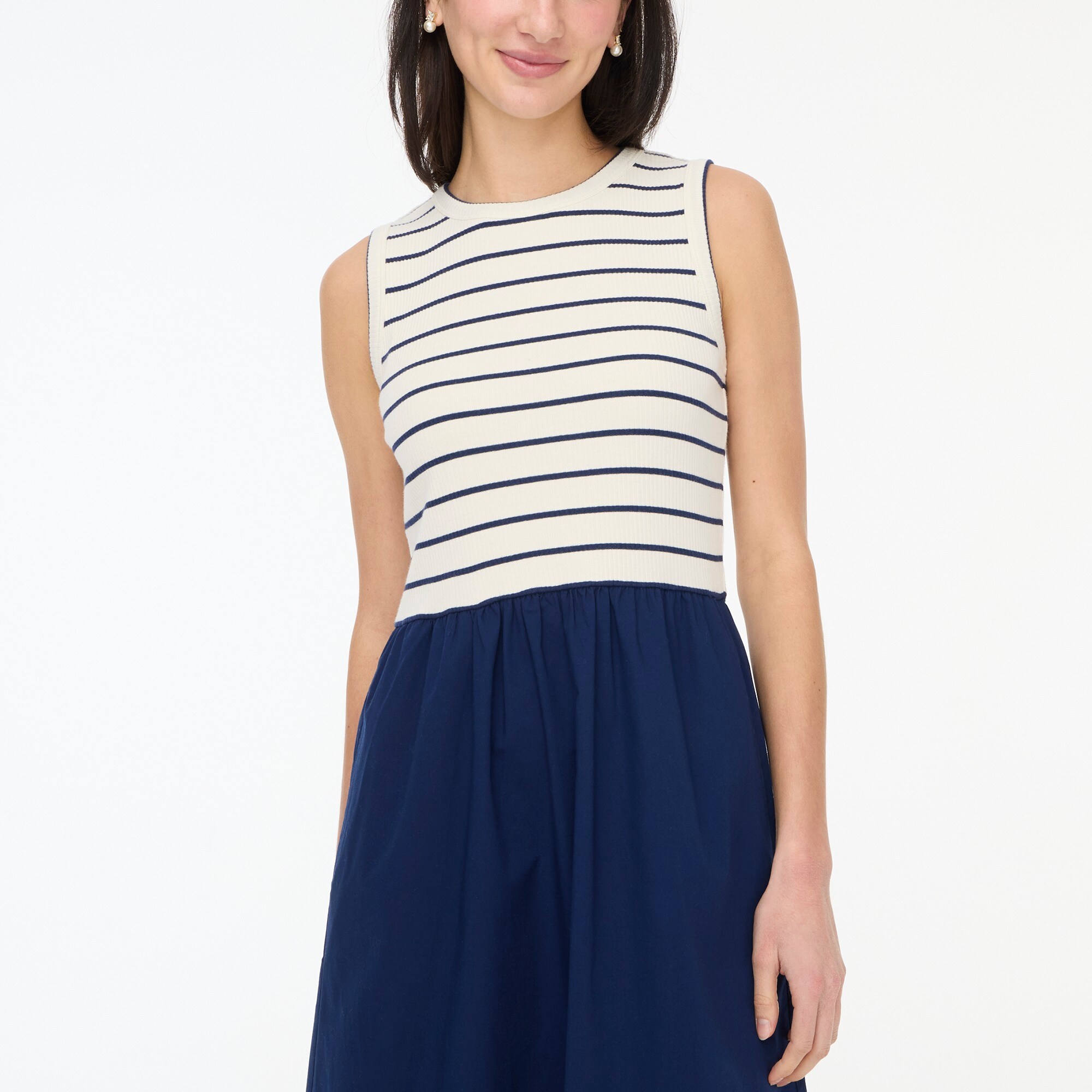 Striped ribbed-knit mixy dress