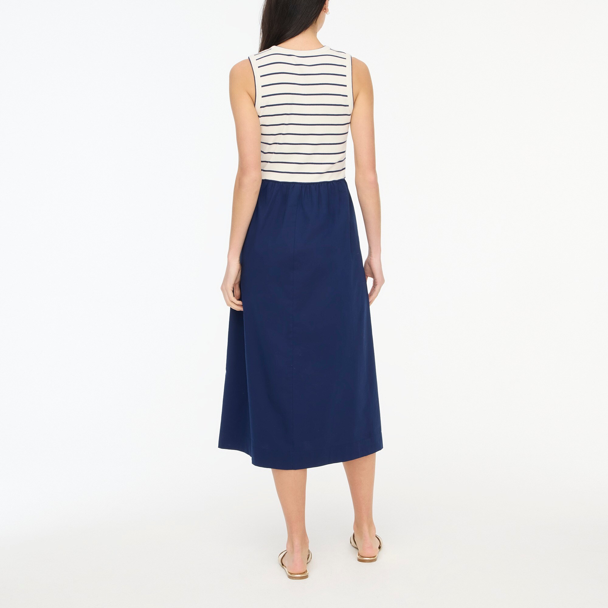Striped ribbed-knit mixy dress