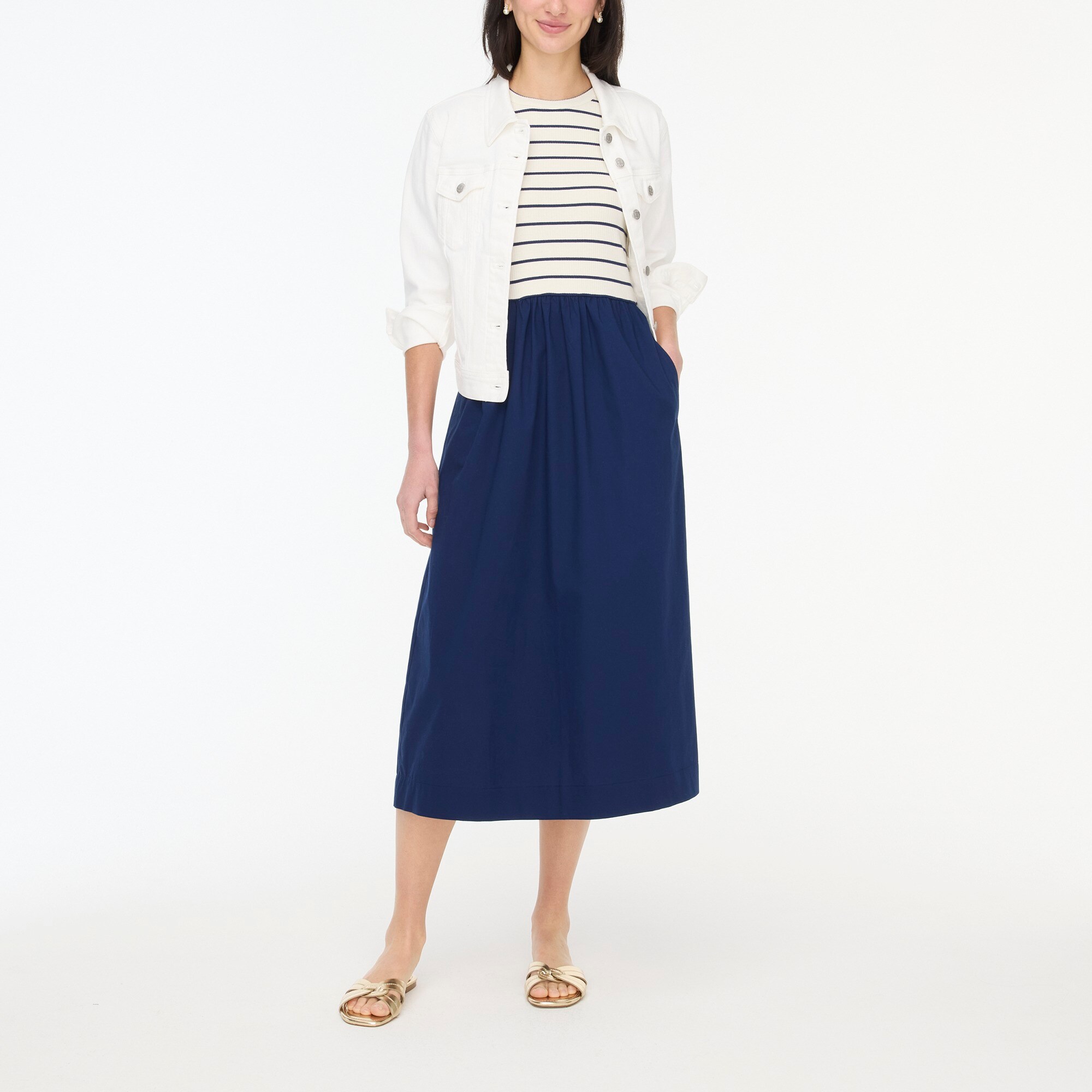 Striped ribbed-knit mixy dress
