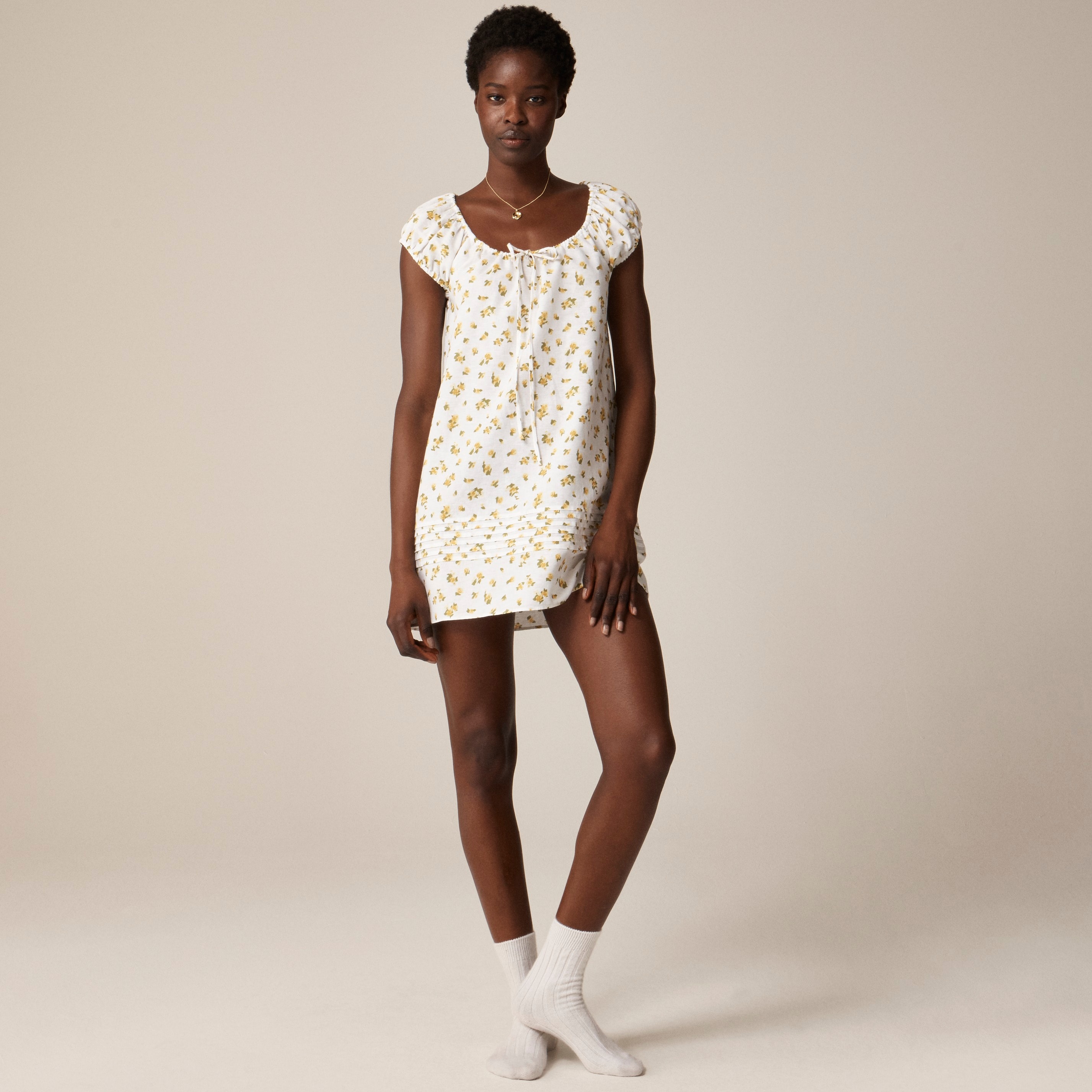 womens Sleep dress in linen-cotton blend