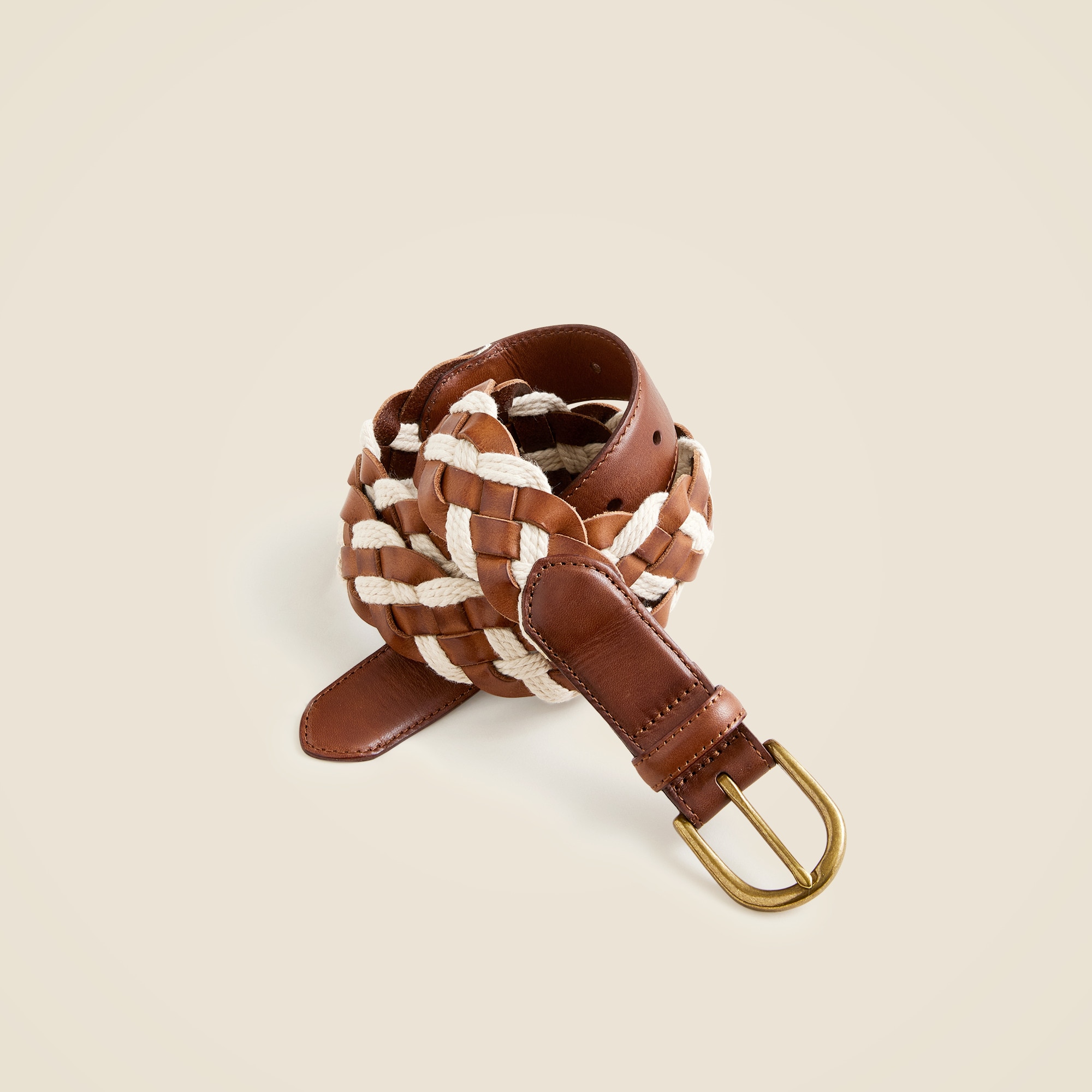 mens Braided rope and leather belt