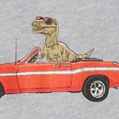 Boys' dinosaur in a car graphic tee HEATHER GRAY factory: boys' dinosaur in a car graphic tee for boys