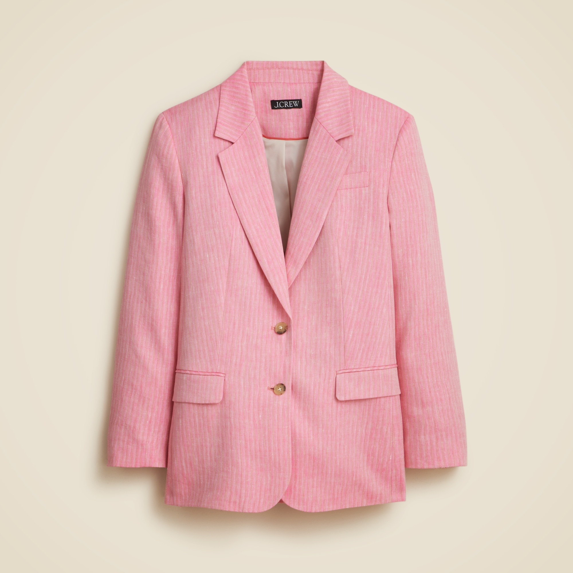 womens Classic two-button blazer in herringbone linen blend