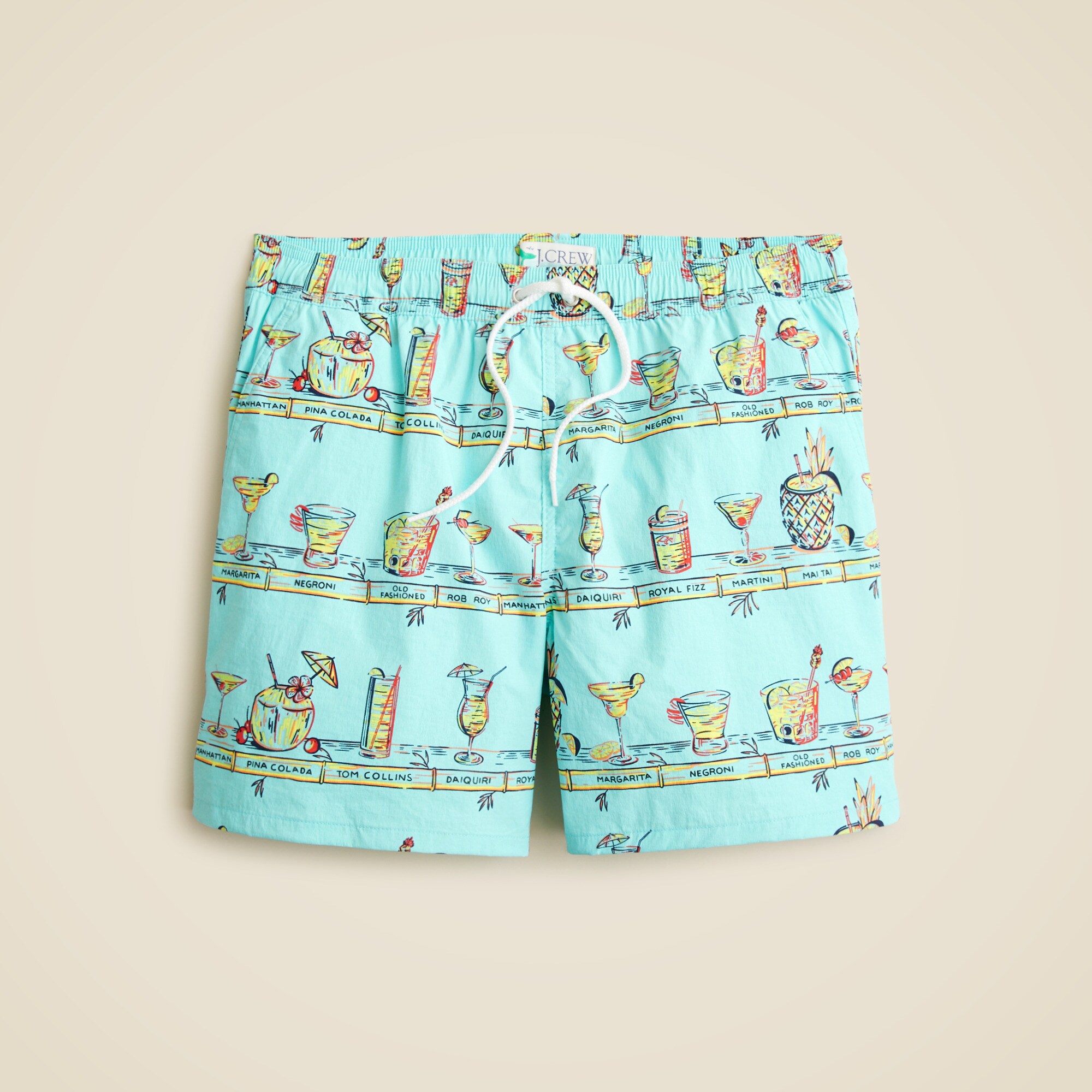  6" stretch swim trunk in print with ECONYL&reg; nylon