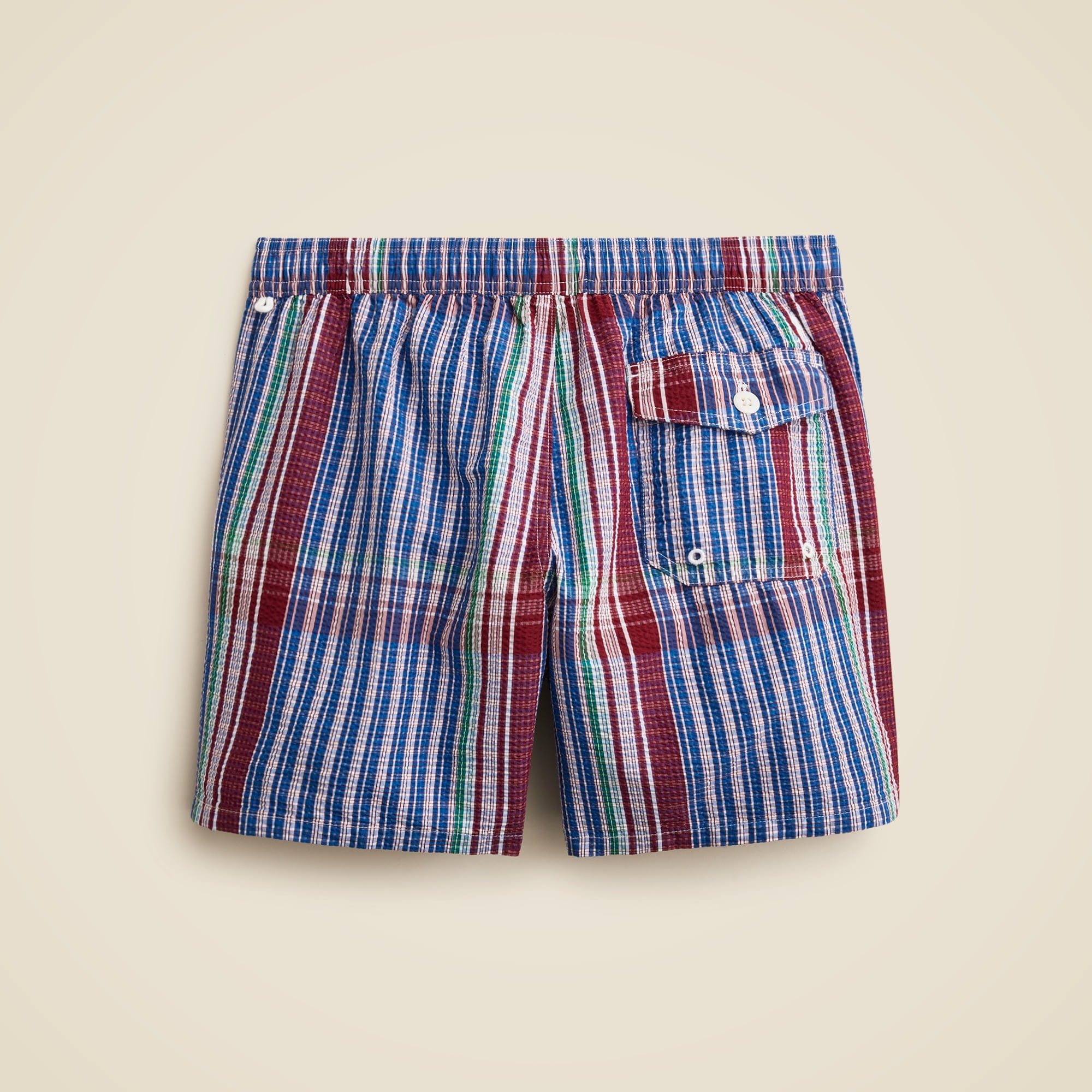 6" swim trunk in seersucker plaid