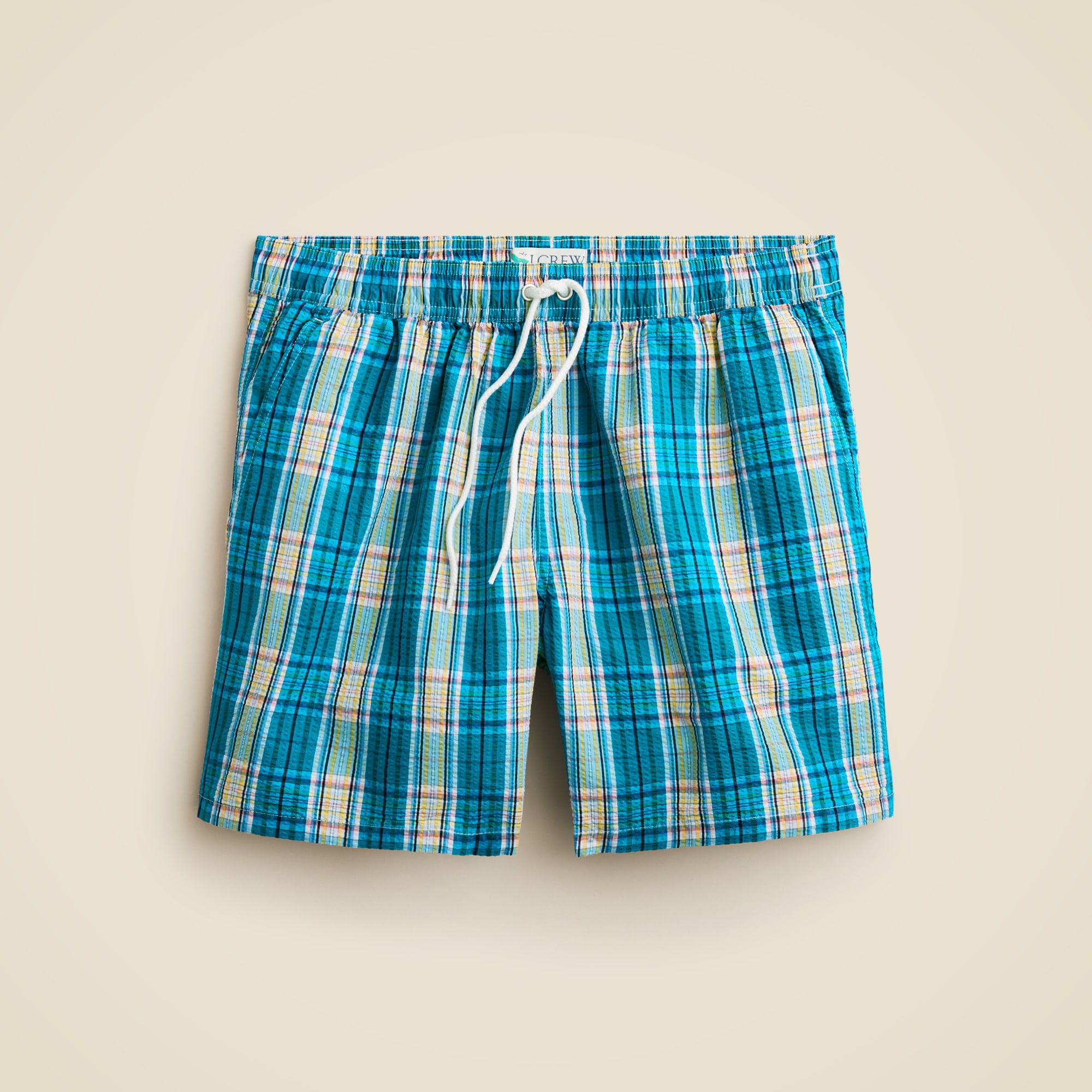  6" swim trunk in seersucker plaid