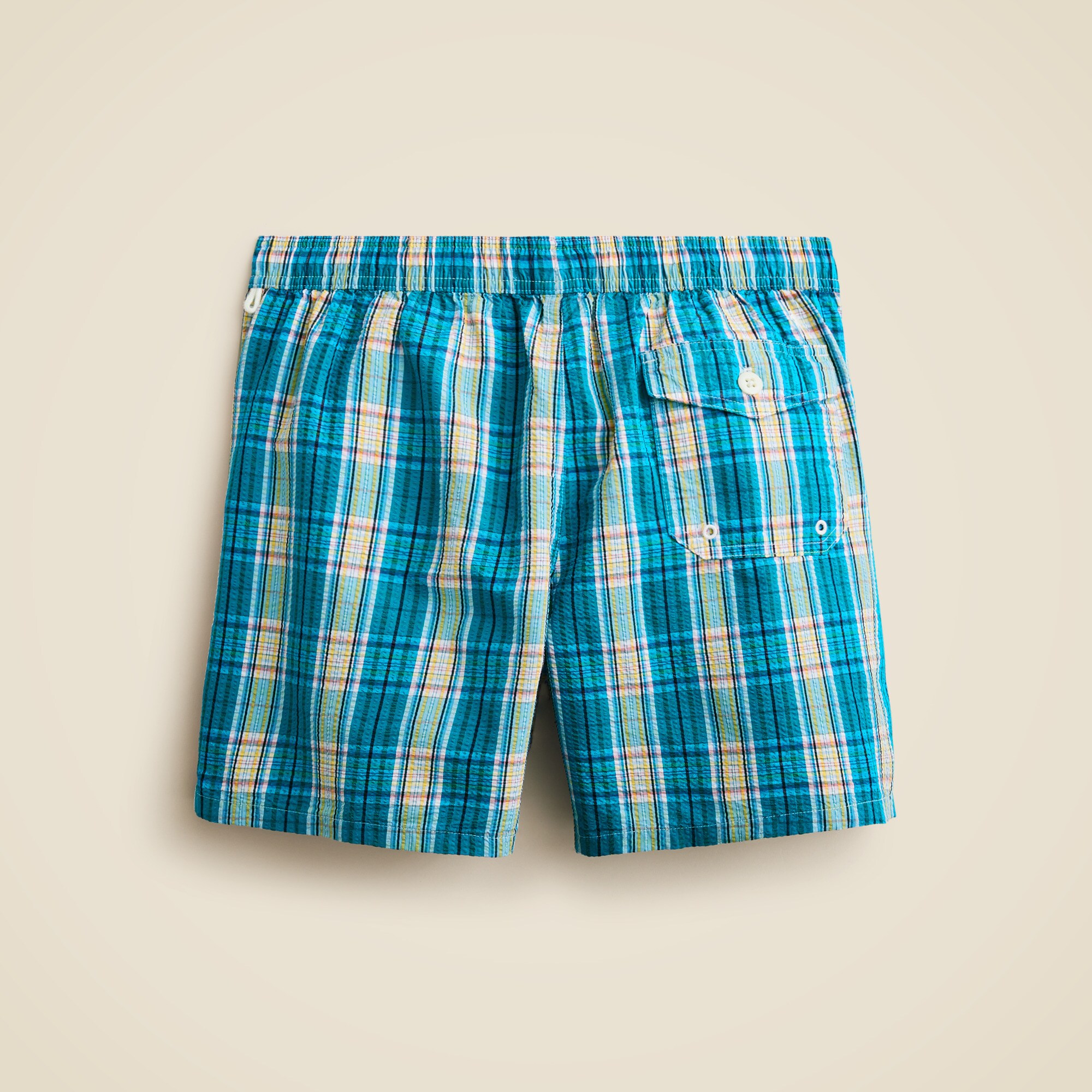 6" swim trunk in seersucker plaid