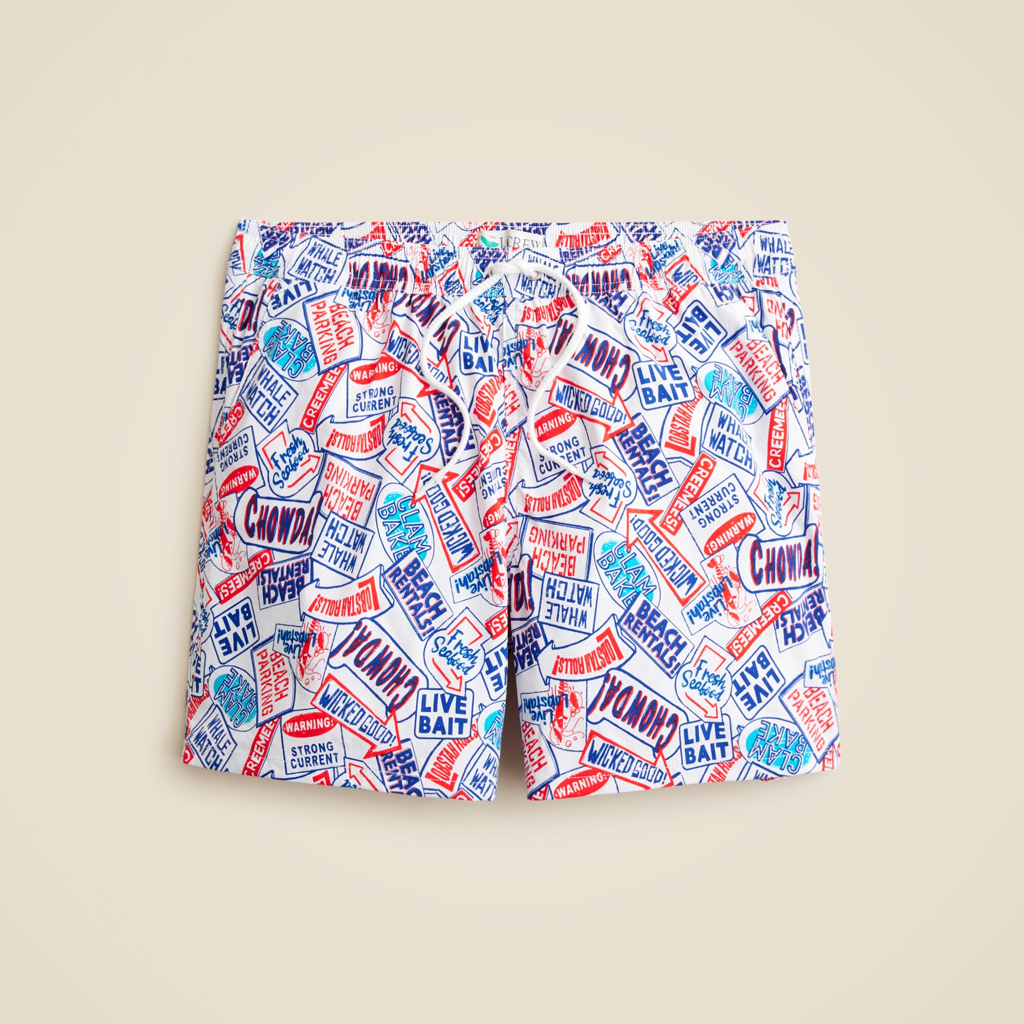  6'' stretch swim trunk in print with ECONYL&reg; nylon