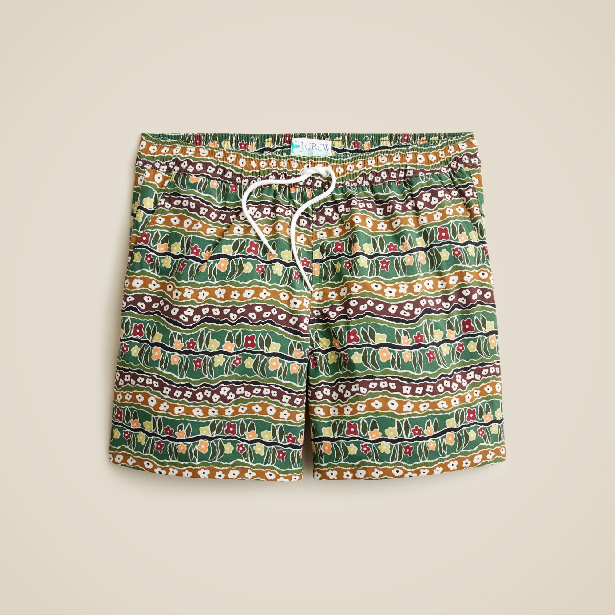 6'' stretch swim trunk in print with ECONYL® nylon