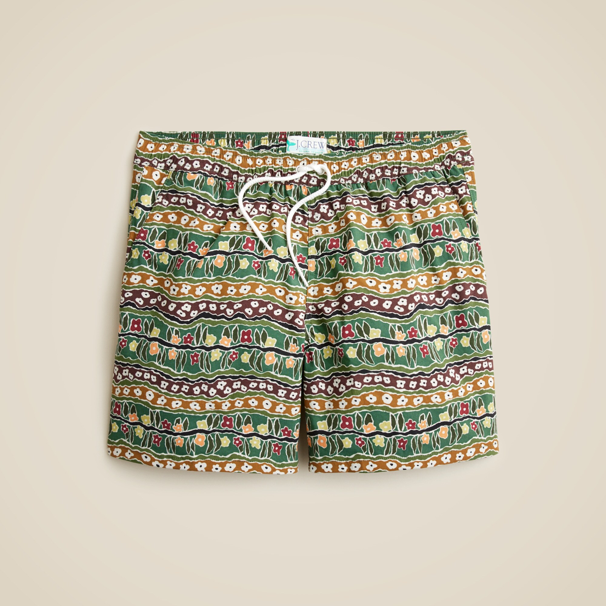 6" stretch swim trunk in print with ECONYL® nylon