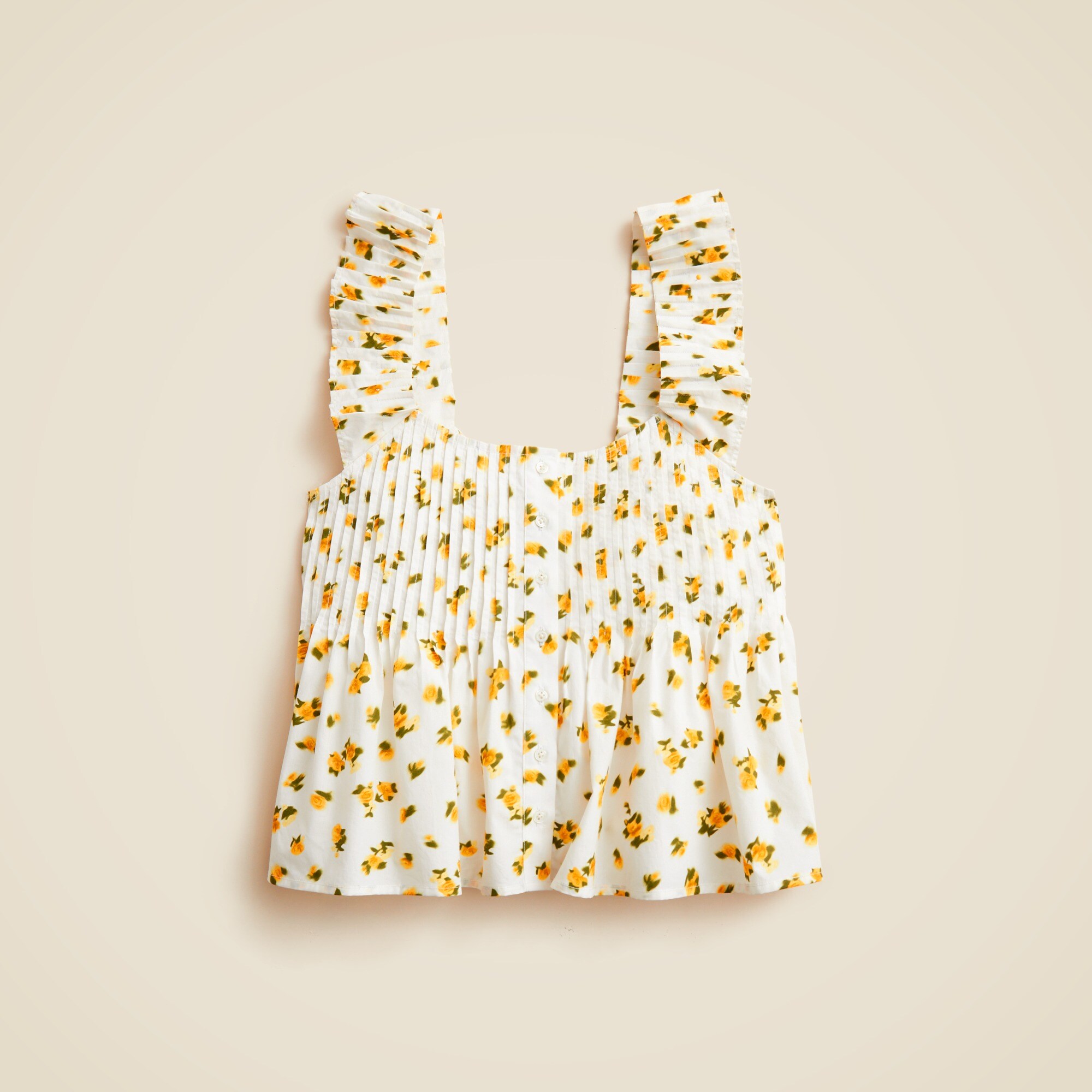 Pintuck peplum top in budding rose print