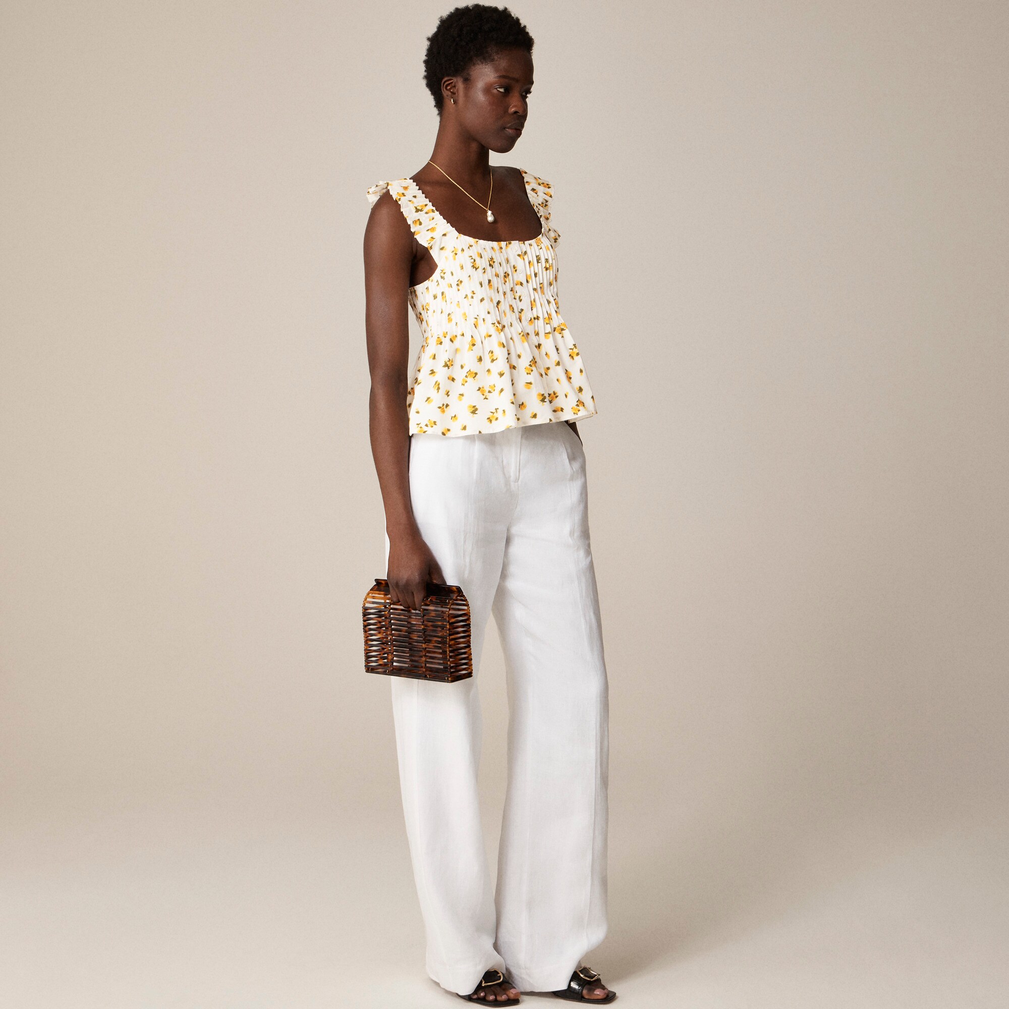 Pintuck Peplum Top In Budding Rose Print For Women | J.Crew