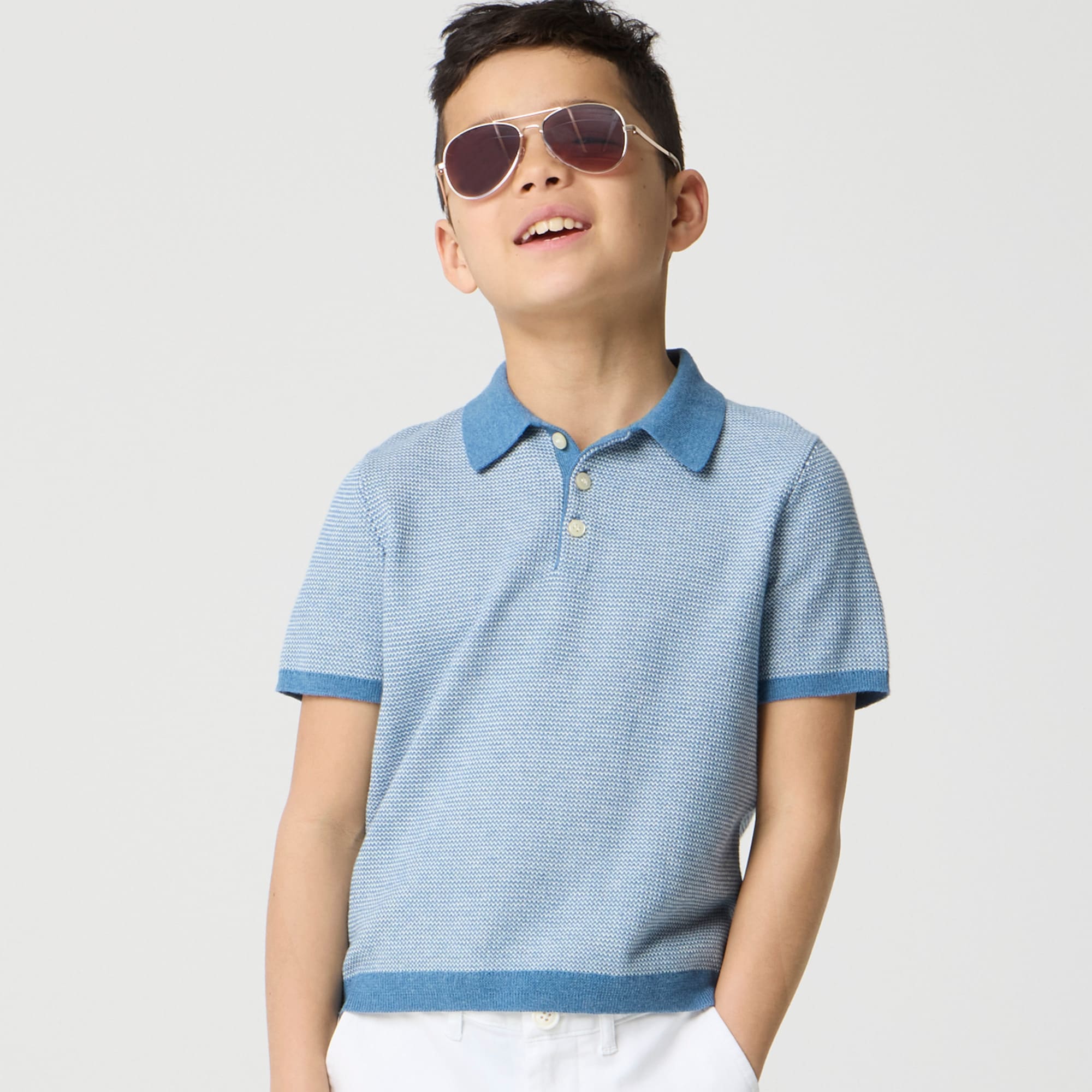 boys Boys' textured cotton sweater-polo