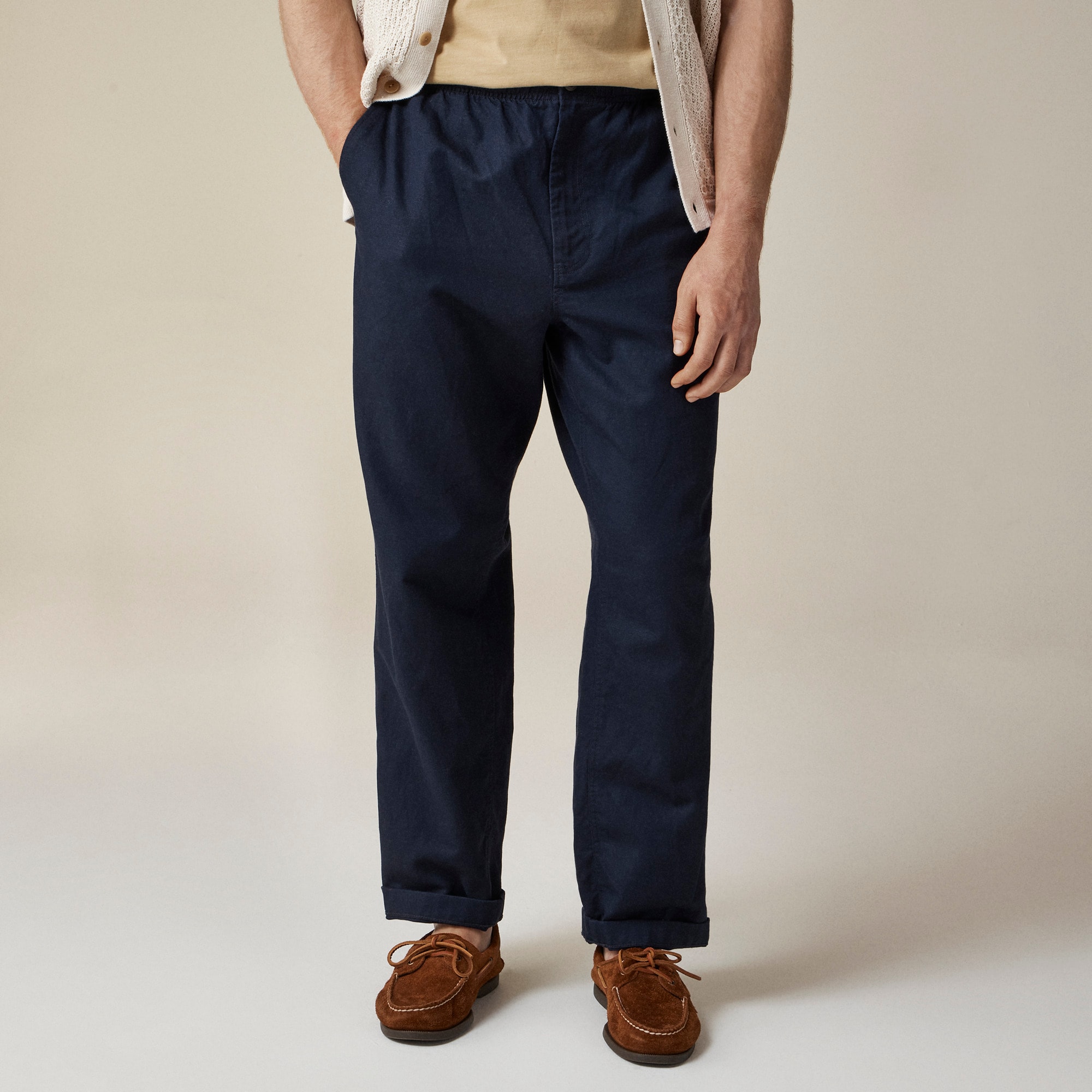 mens Pier pant in cotton-linen blend canvas