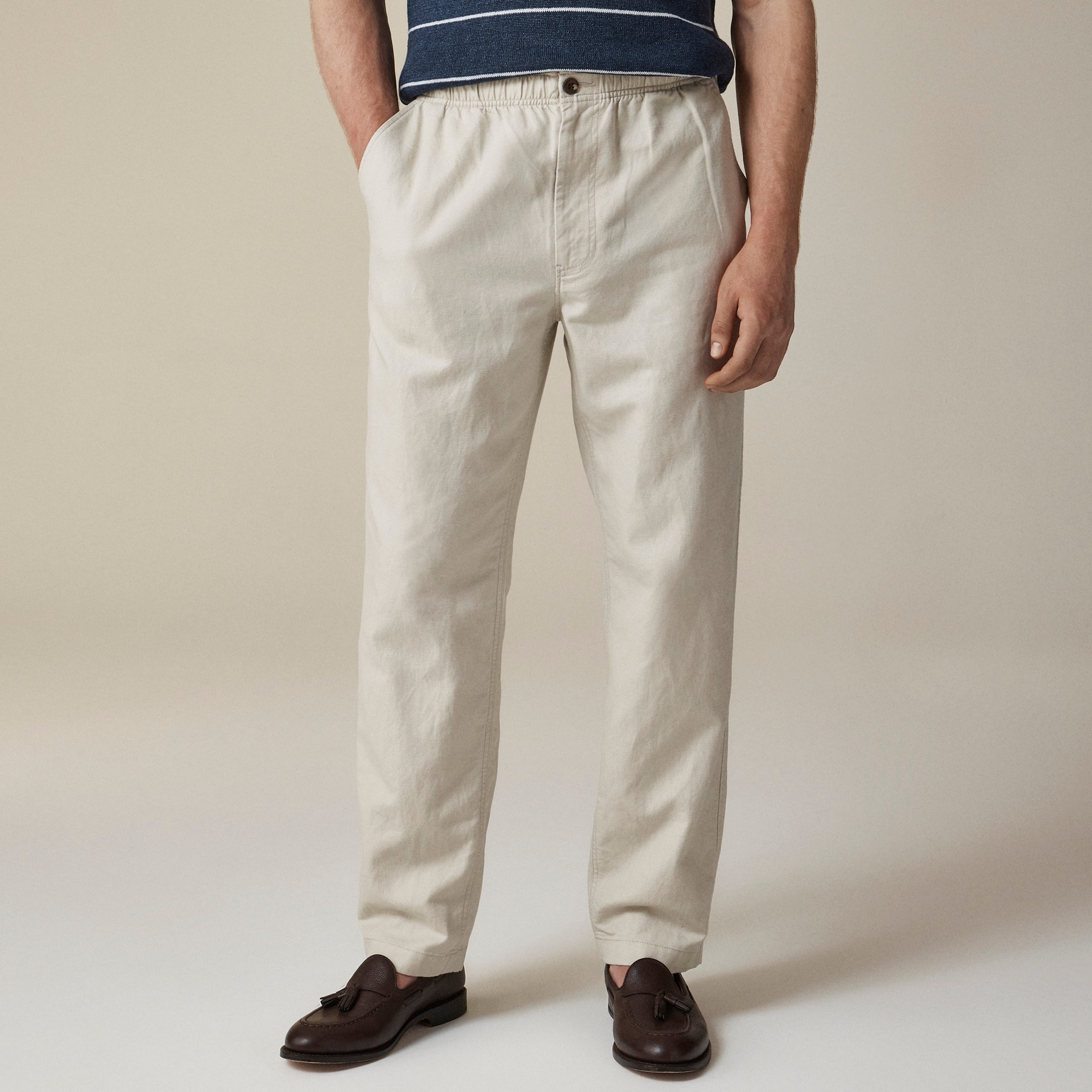 mens Pier pant in cotton-linen blend canvas