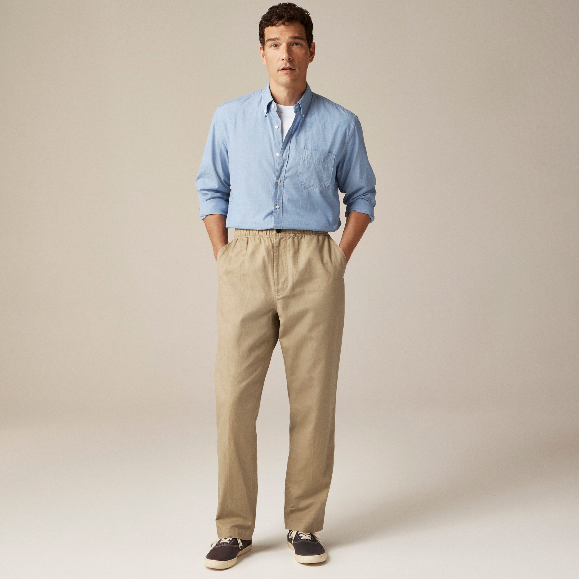 Pier pant in cotton-linen blend canvas