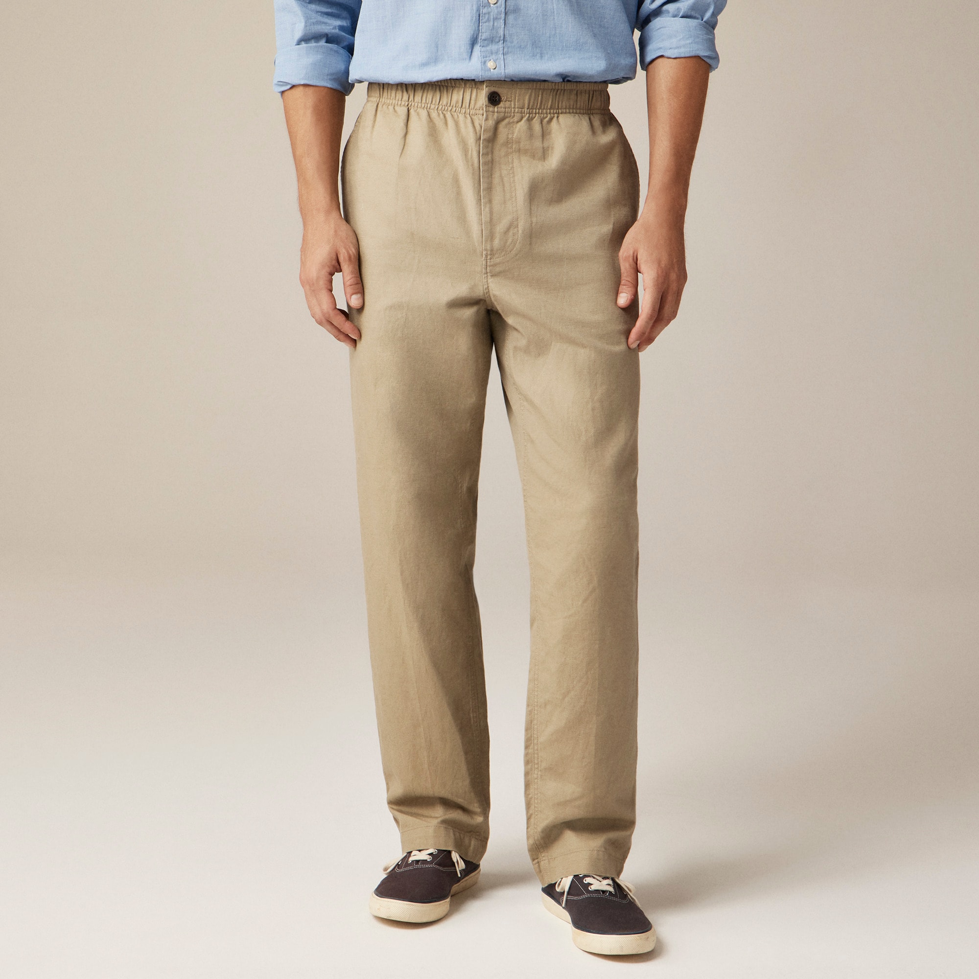 mens Pier pant in cotton-linen blend canvas