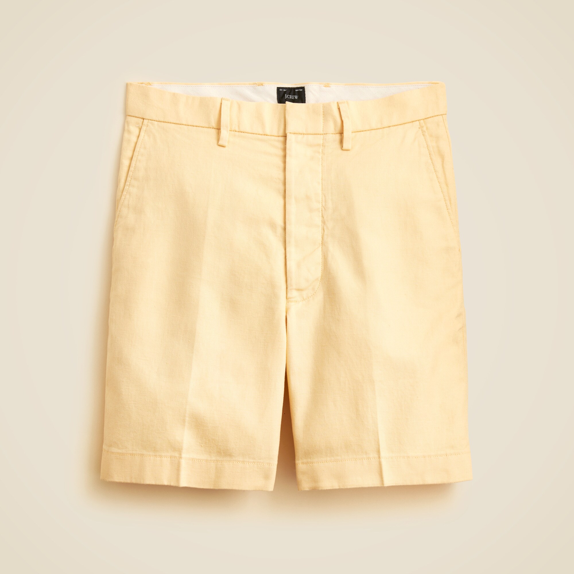 8" cotton-linen blend dress short