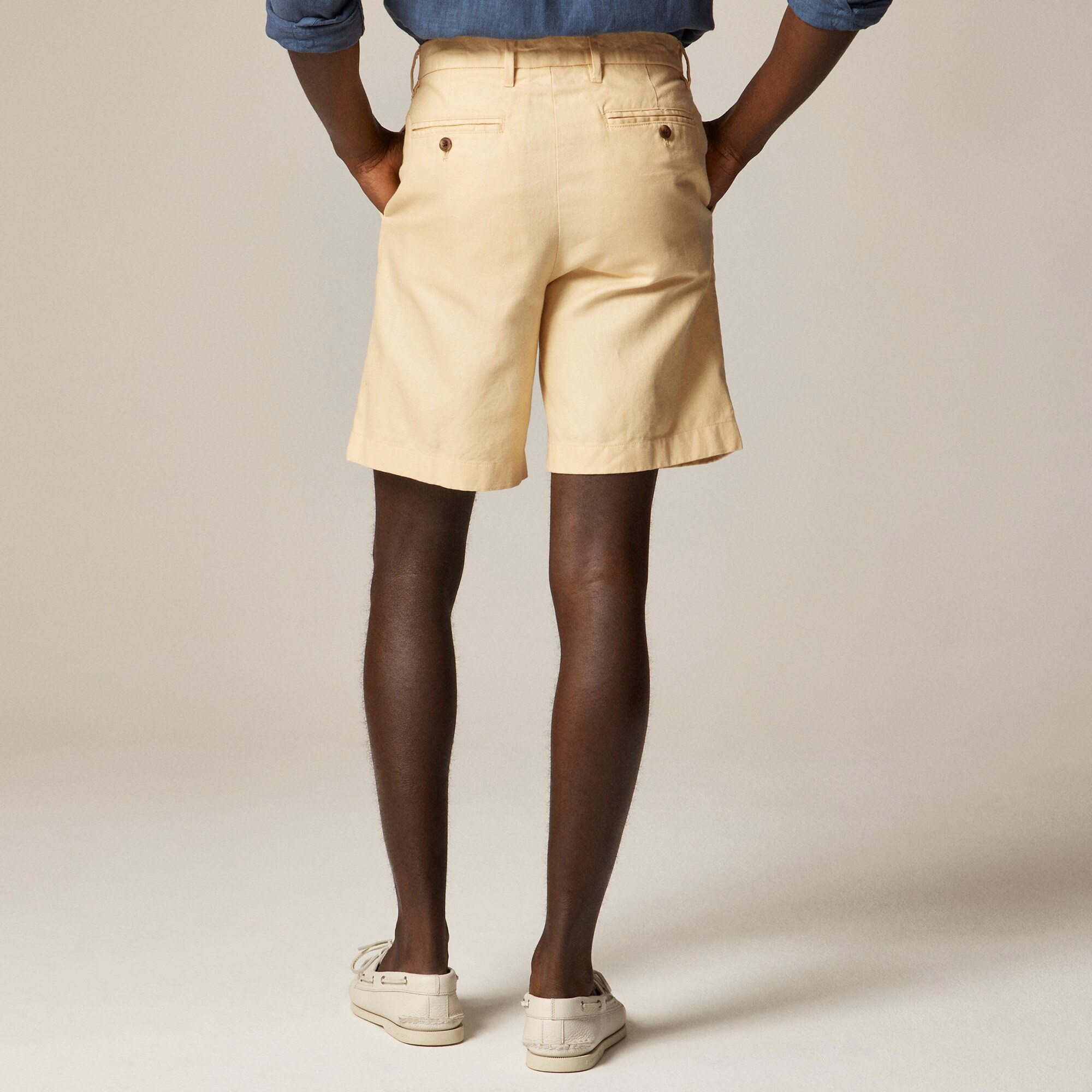 8" cotton-linen blend dress short