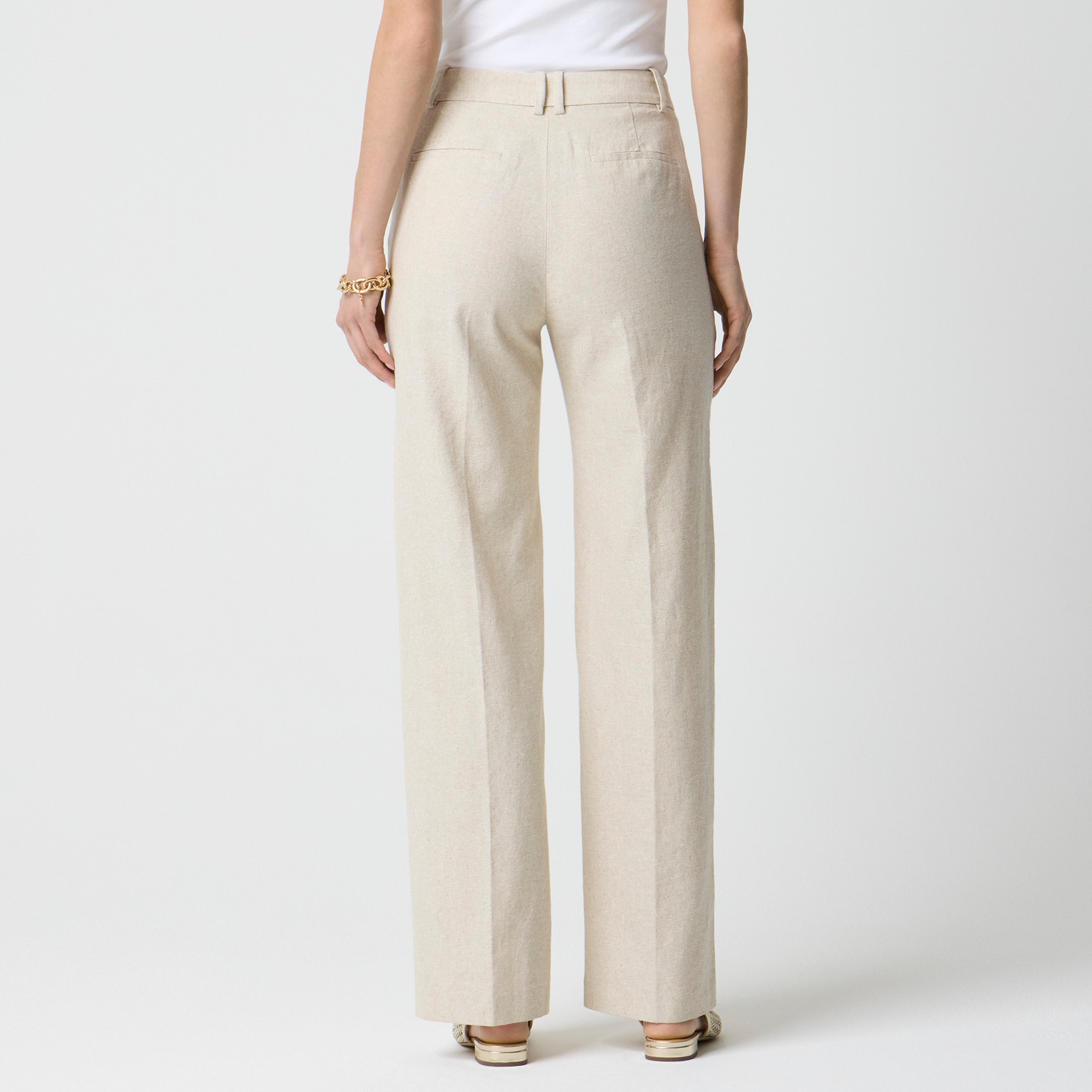 Linen-blend Remy high-rise wide-leg cropped pant