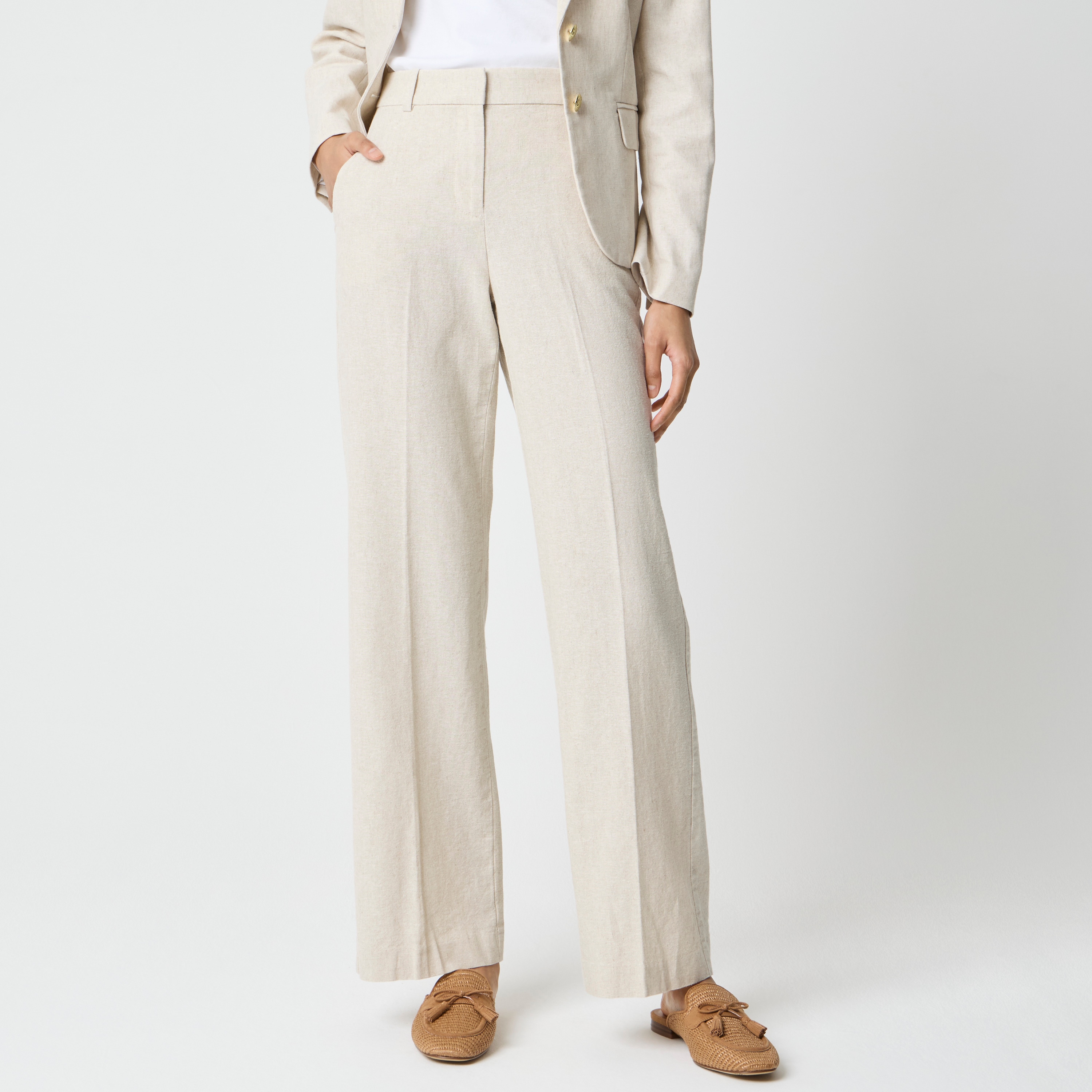 Linen-blend Remy wide-leg pant